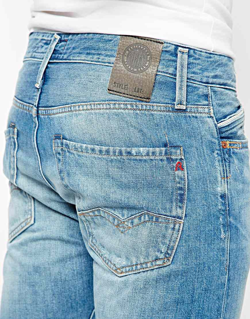 Lyst - Replay Jeans Waitom Straight Fit Laserblast Light Wash in Blue ...
