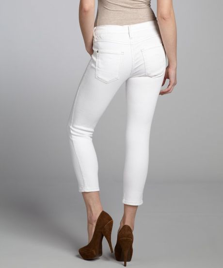 James Jeans White Coated Stretch Denim Twiggy Cropped Skinny Jeans in ...