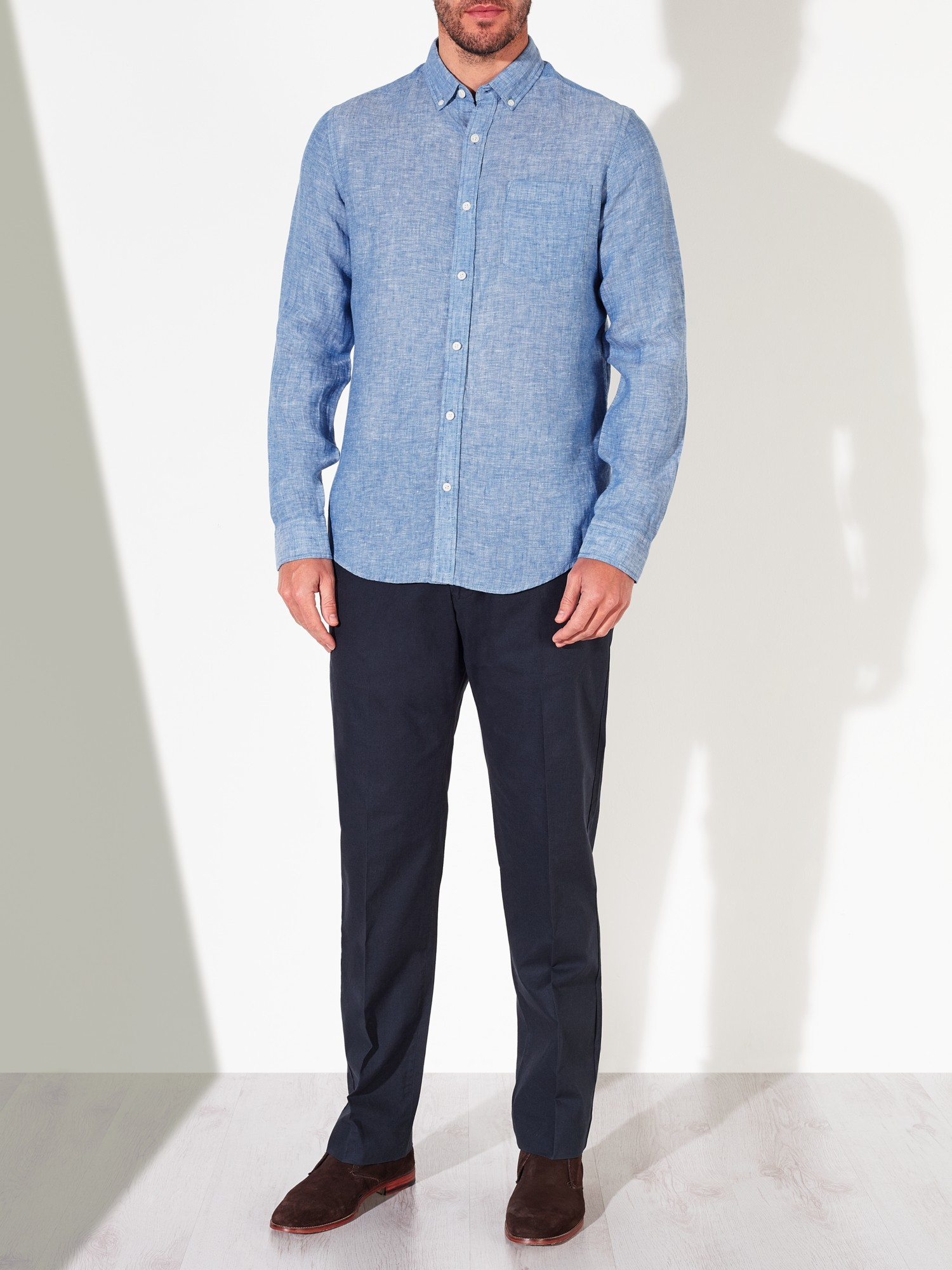 John Lewis Laundered Linen Shirt for Men Lyst