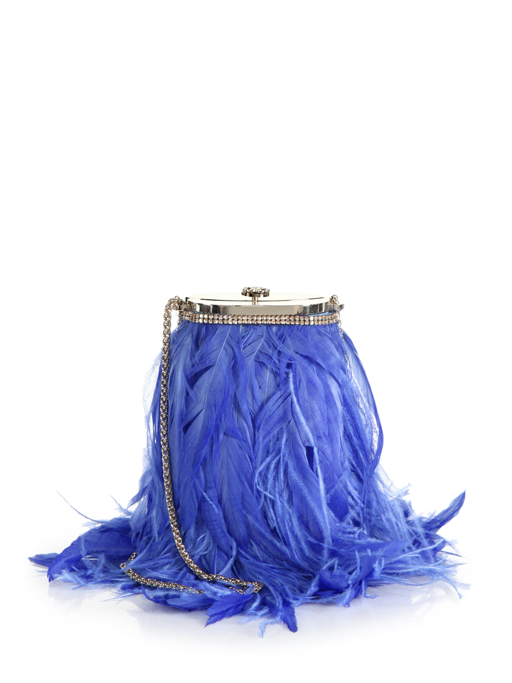 blue feather bag