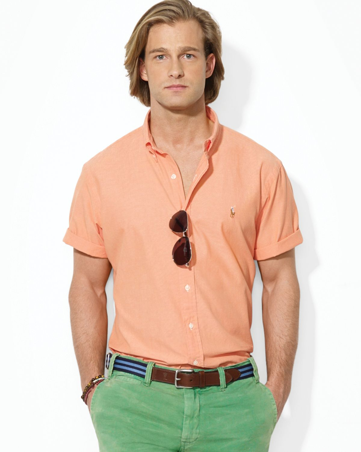 ralph lauren men's short sleeve button down shirts