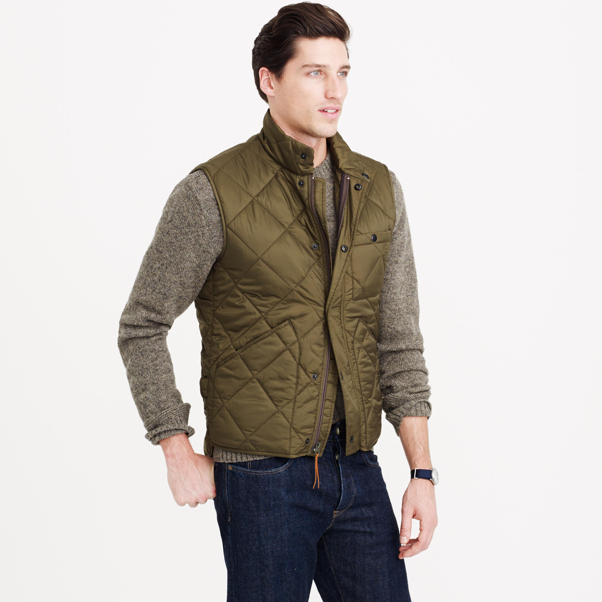 J.Crew Nylon Sussex Quilted Vest in Green for Men - Lyst