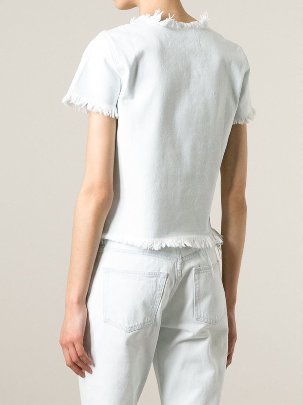 Marques Almeida Frayed Trim Denim T Shirt In Blue Lyst marques almeida frayed trim denim t shirt in blue lyst
