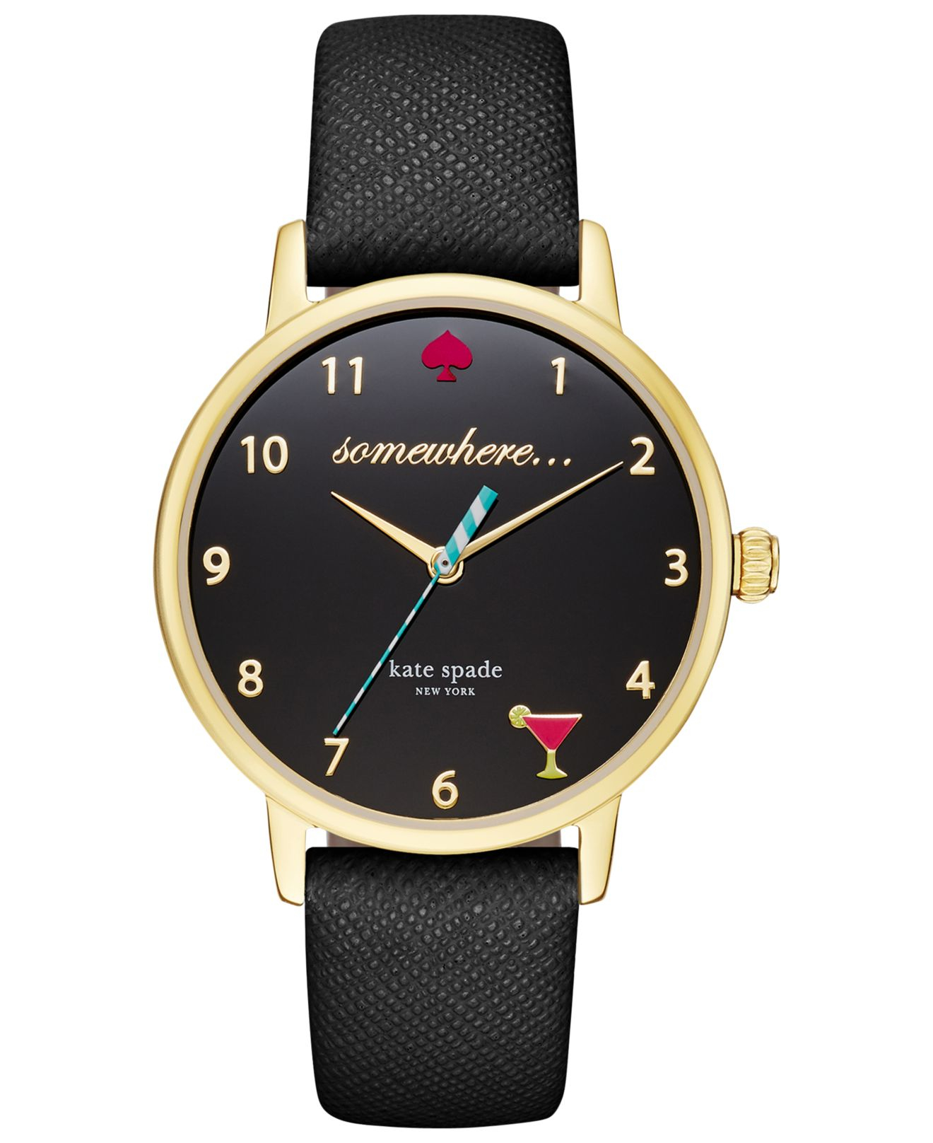 Kate spade Women's Black Leather Strap Watch 34mm Ksw1039 in Black Lyst