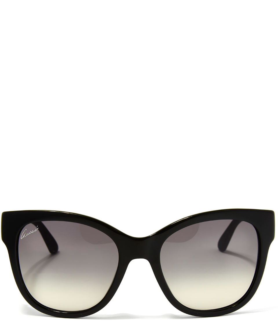 Lyst Gucci Black Logo Oval Sunglasses In Black