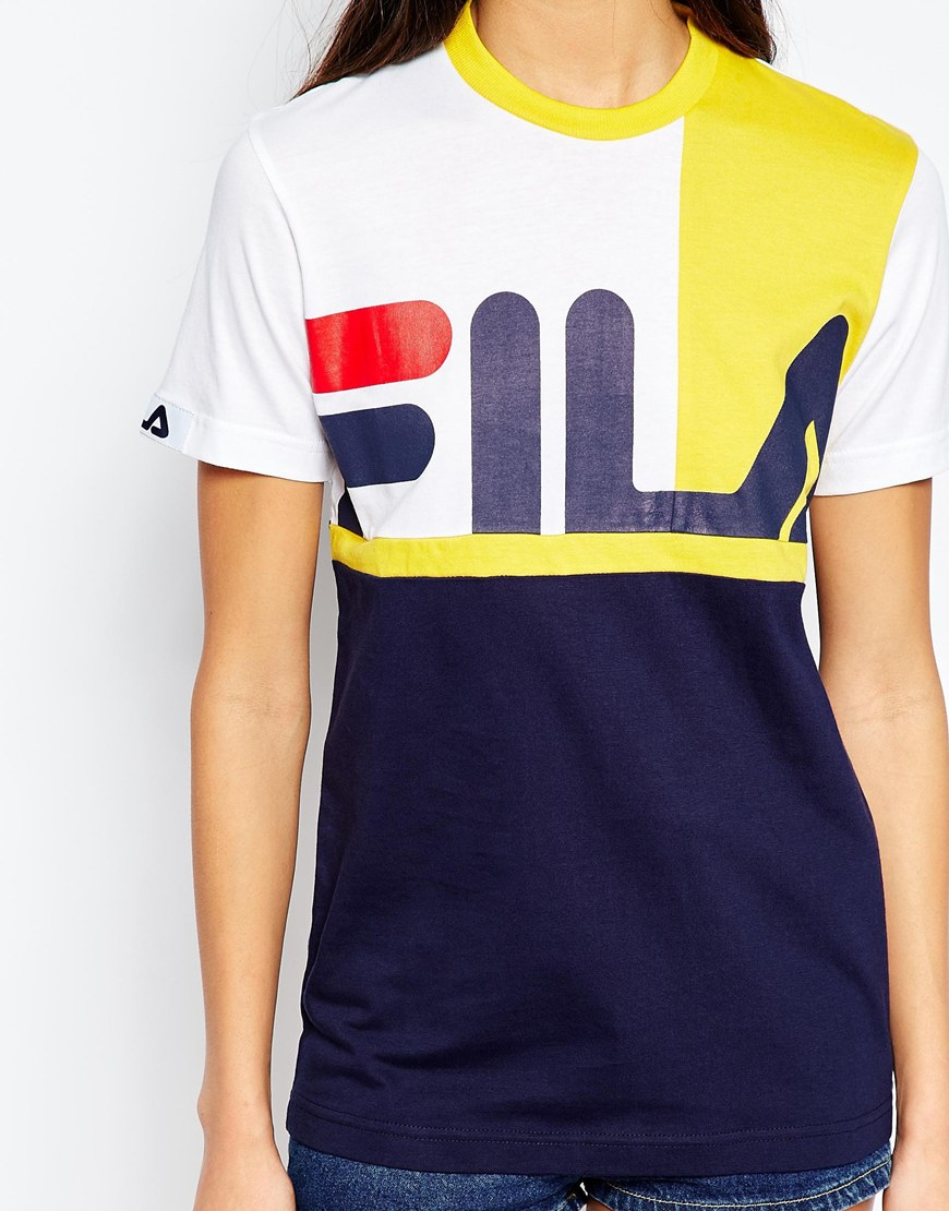 yellow and blue fila shirt