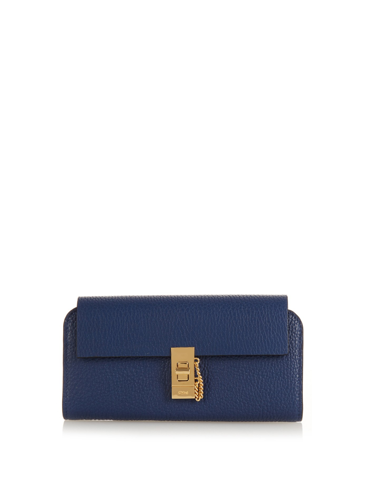 Chlo Drew Grained-Leather Continental Wallet in Blue (NAVY) | Lyst