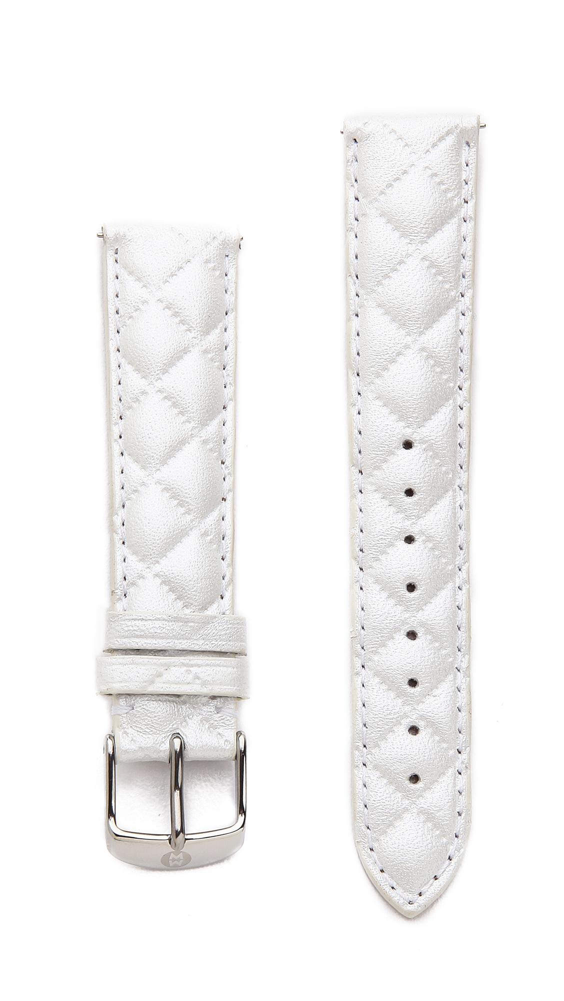 Michele 18mm Quilted Leather Watch Strap White in White Lyst