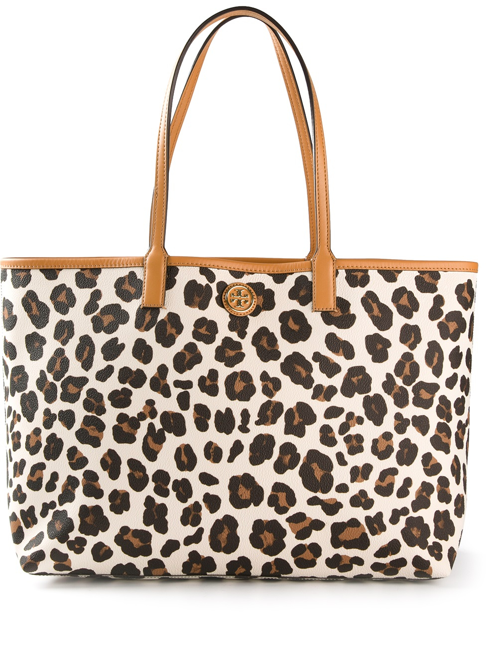 Tory Burch Leopard Print Tote in Black | Lyst