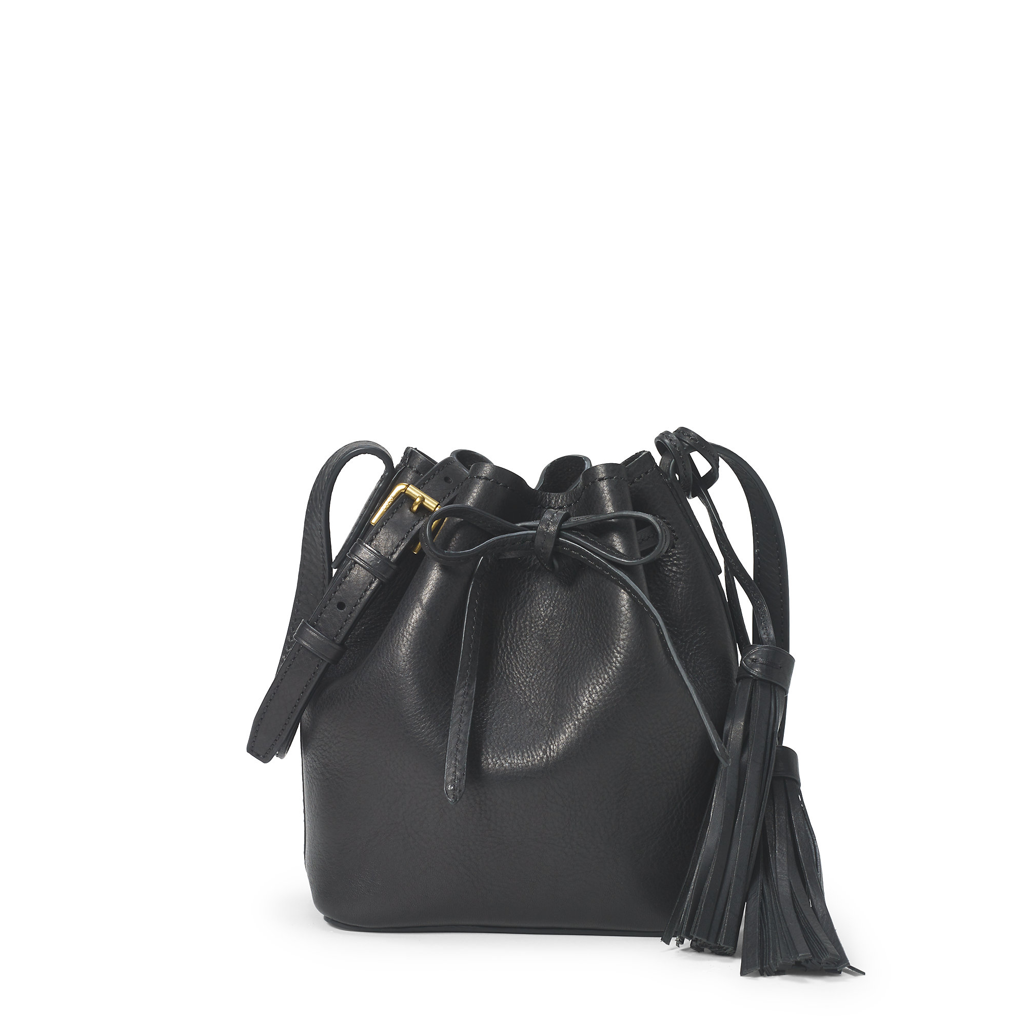 Polo ralph lauren Mini Leather Bucket Bag in Black