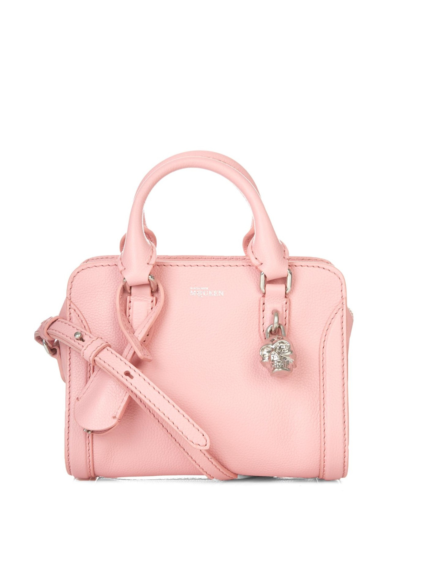 Alexander McQueen Padlock Mini Leather Cross-Body Bag in Pink | Lyst