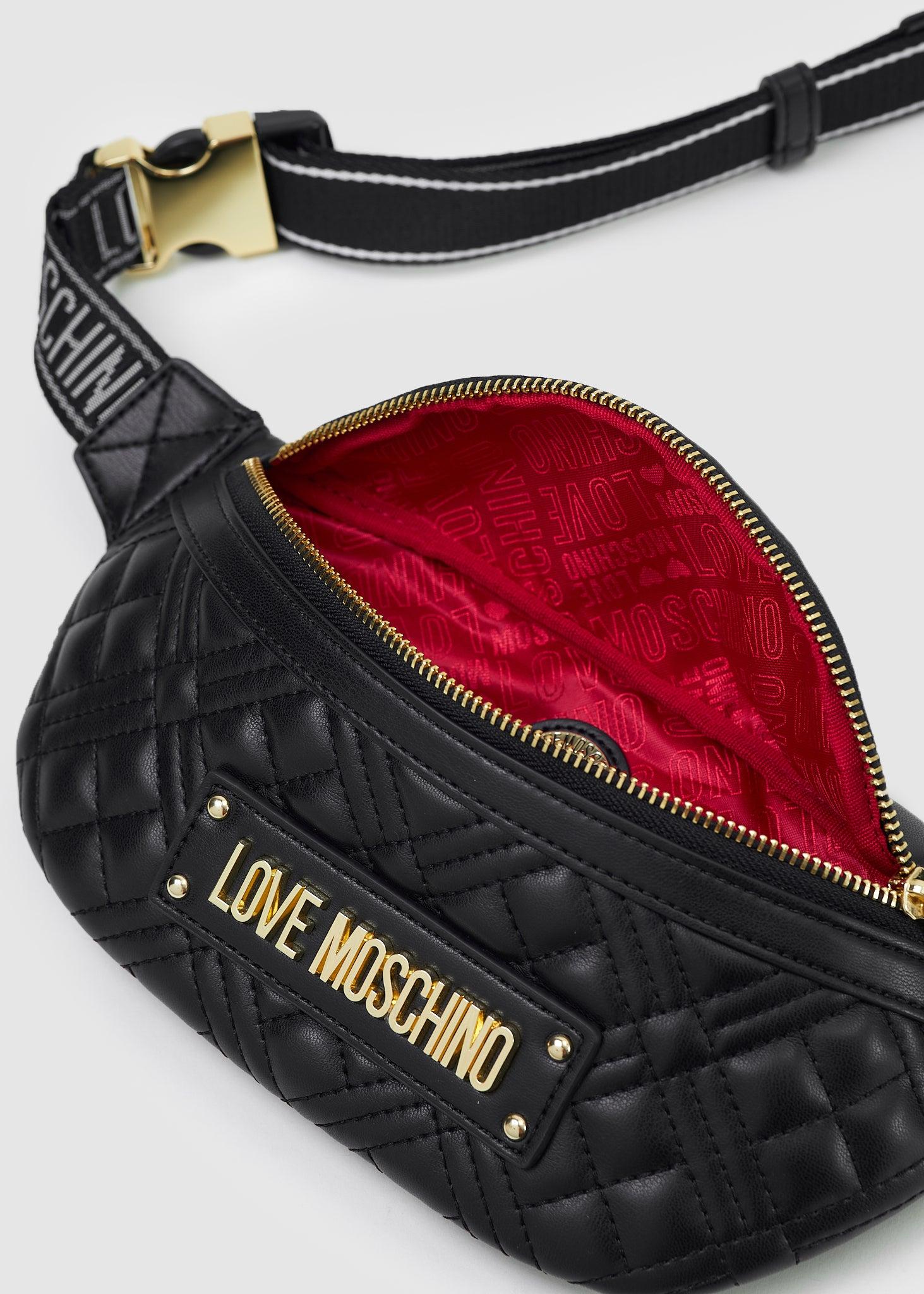 Love Moschino Quilted Belt Bag With Gold Logo in Black | Lyst