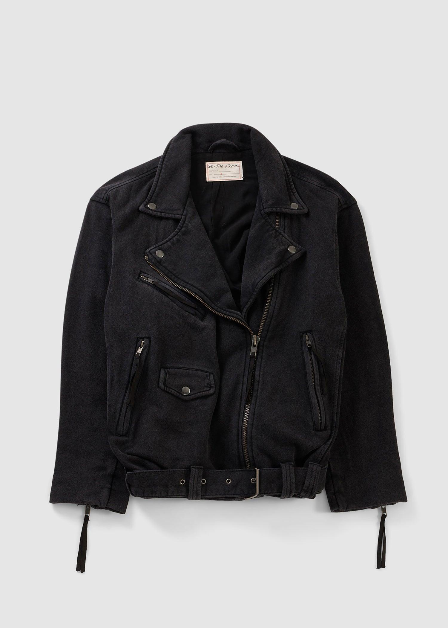 Free People Rebel Rebel Jersey Moto Jacket in Black Lyst
