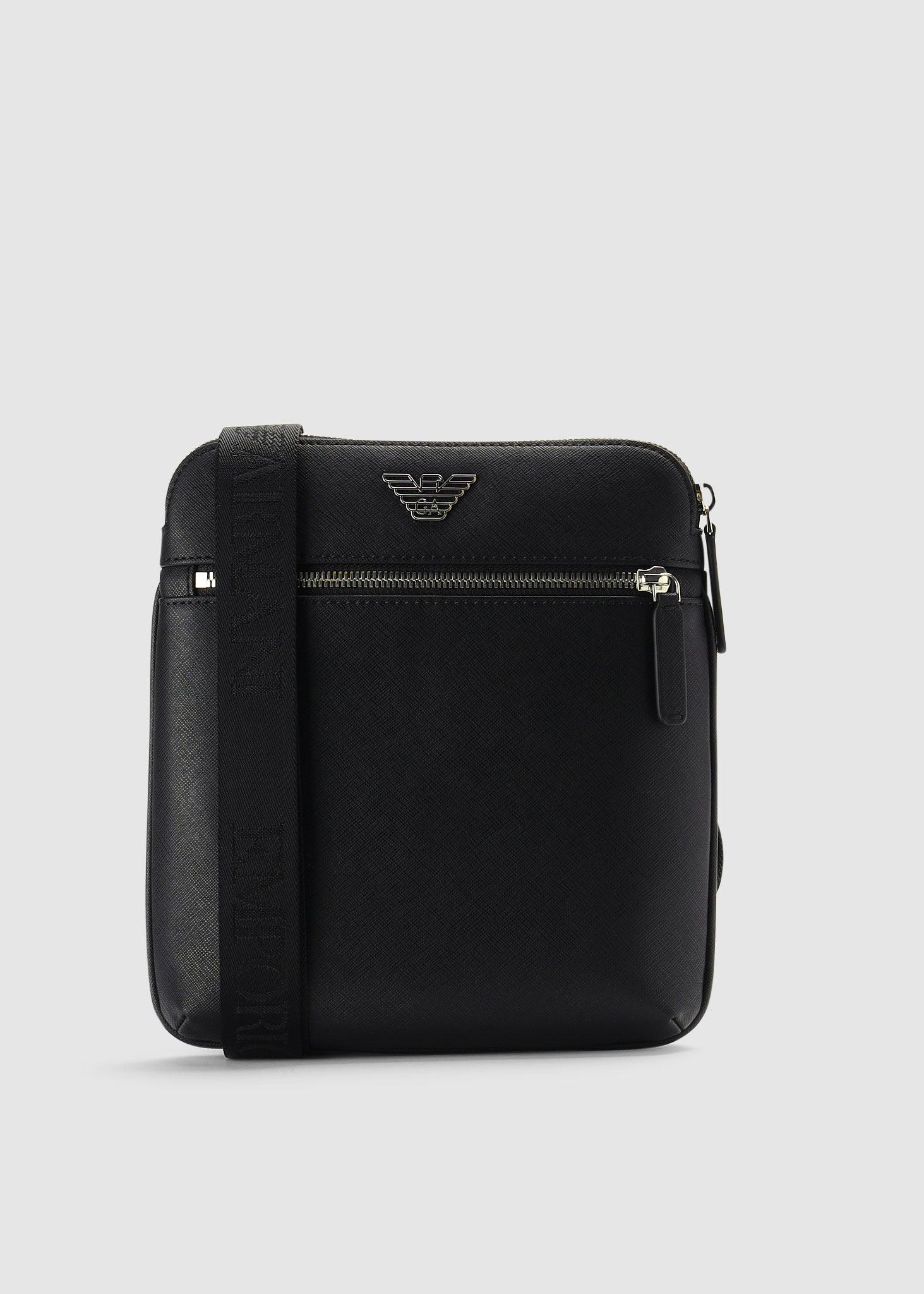 Emporio Armani Leather Crossbody Bag in Black for Men | Lyst