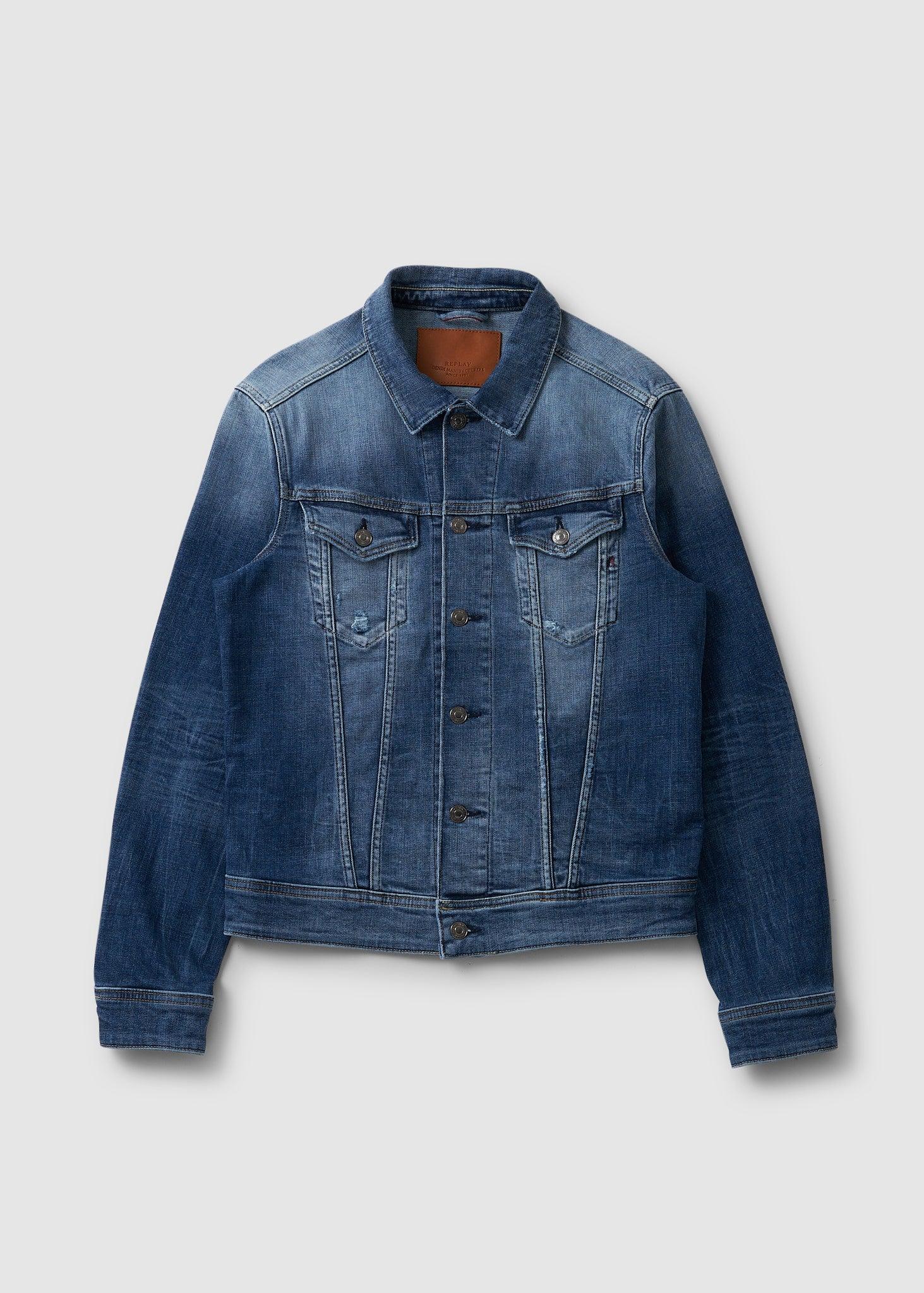 Replay Stonewash S Abraised Denim Jacket With Stretch in Blue for Men | Lyst
