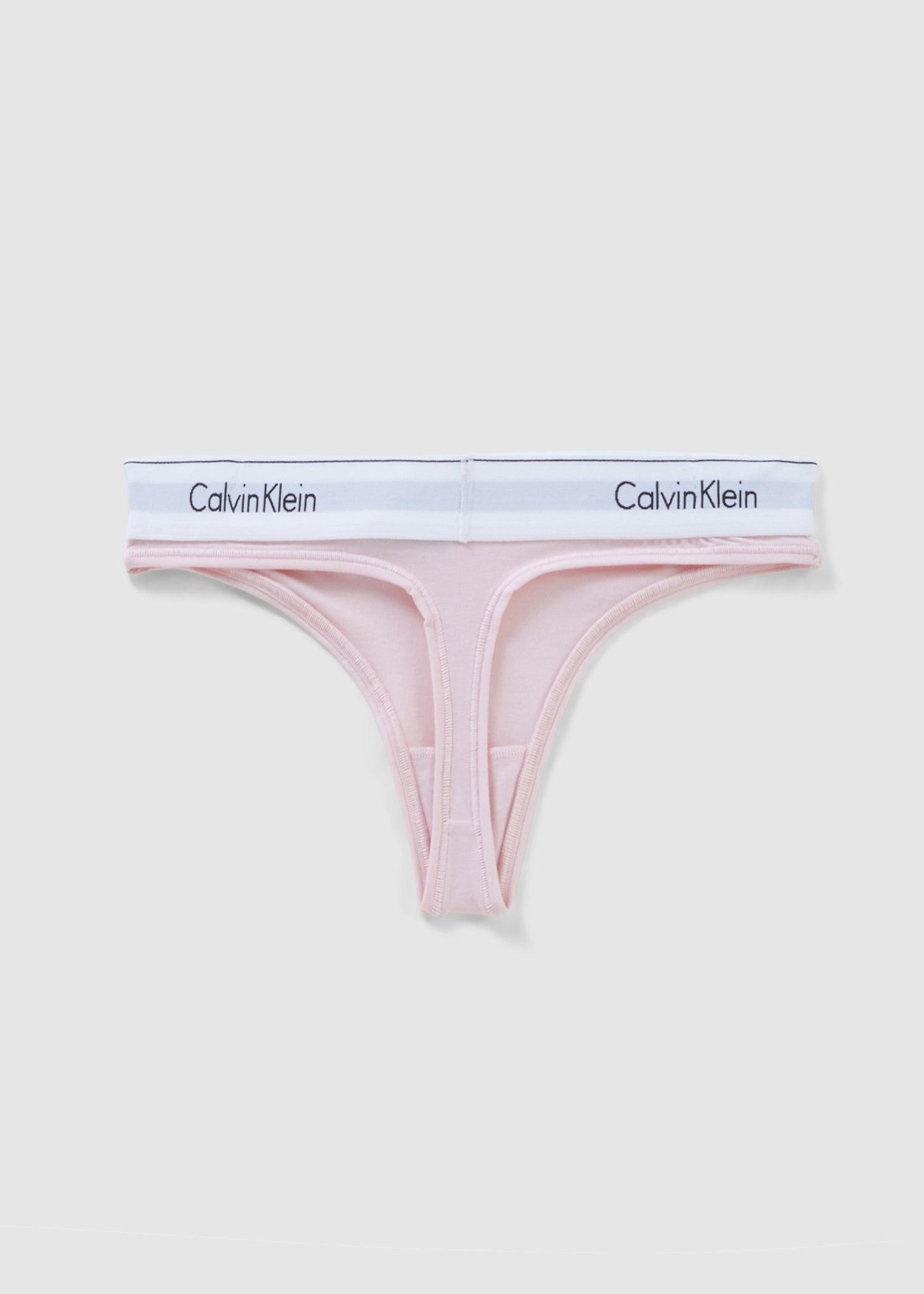 Calvin Klein Underwear Modern Cotton Mid Rise Thong in Pink | Lyst