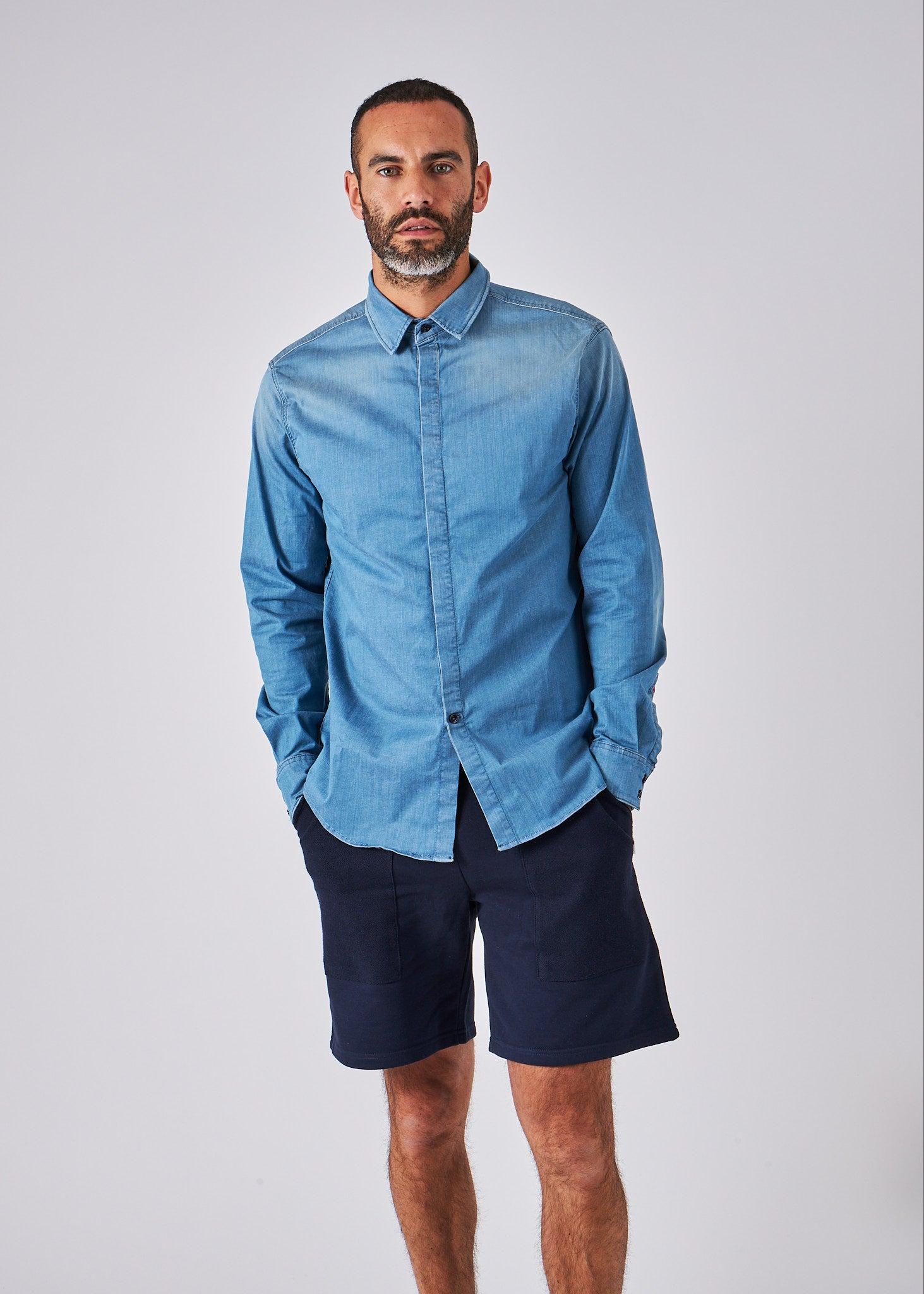 Replay Hyperflex Denim Shirt in Blue for Men | Lyst