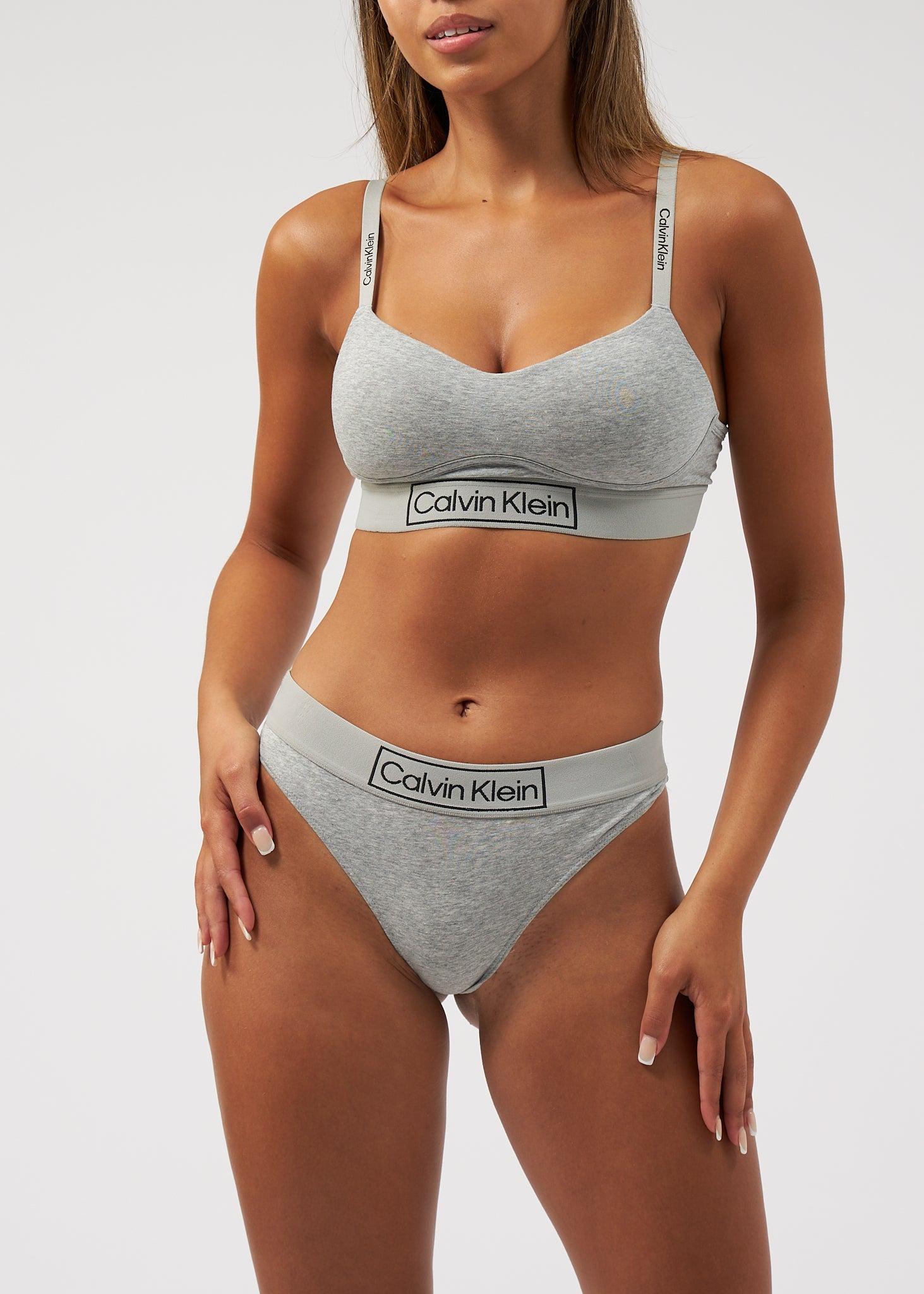 Calvin Klein Underwear Reimagined Heritage Mid Rise Thong in Gray | Lyst