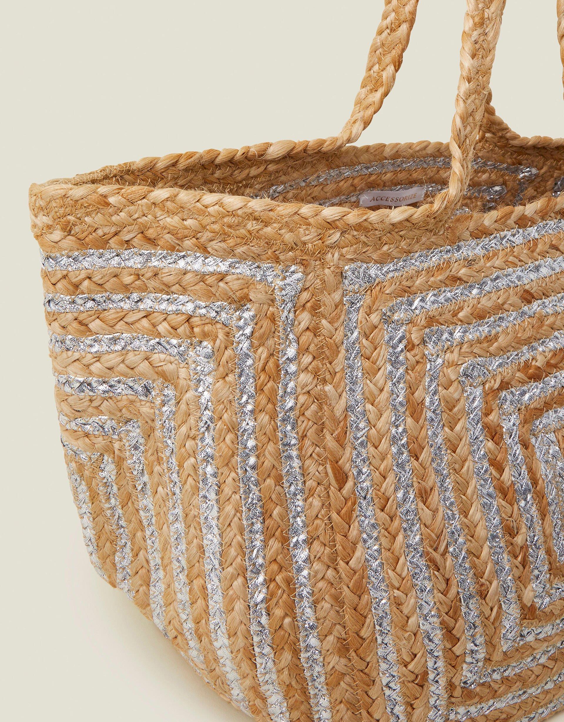 Accessorize Metallic Beach Bag Accessorize Metallic Jute Beach Bag