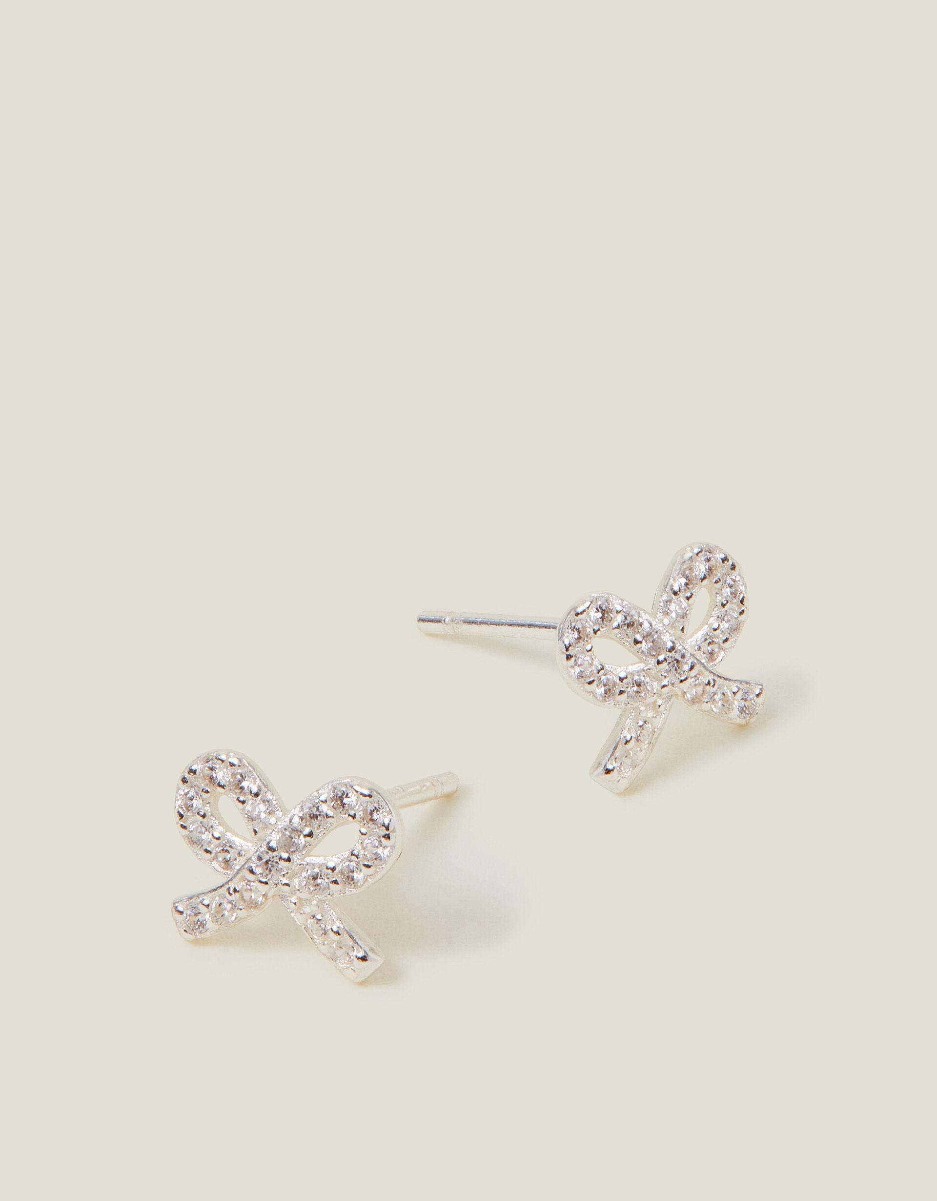 Accessorize Sterling Silver Diamante Bow Stud Earrings Silver in Natural Lyst UK