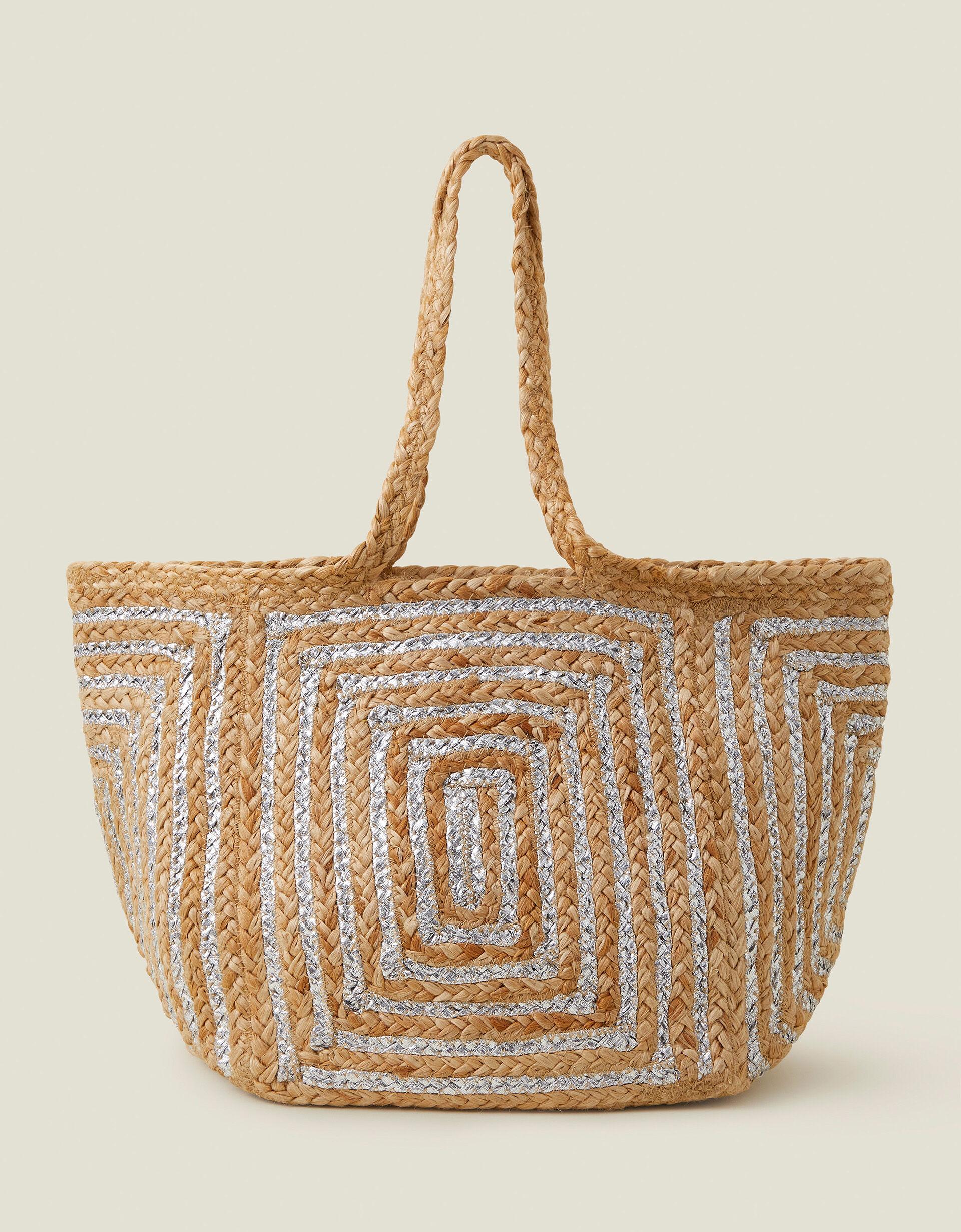 Silver metallic beach bag deals