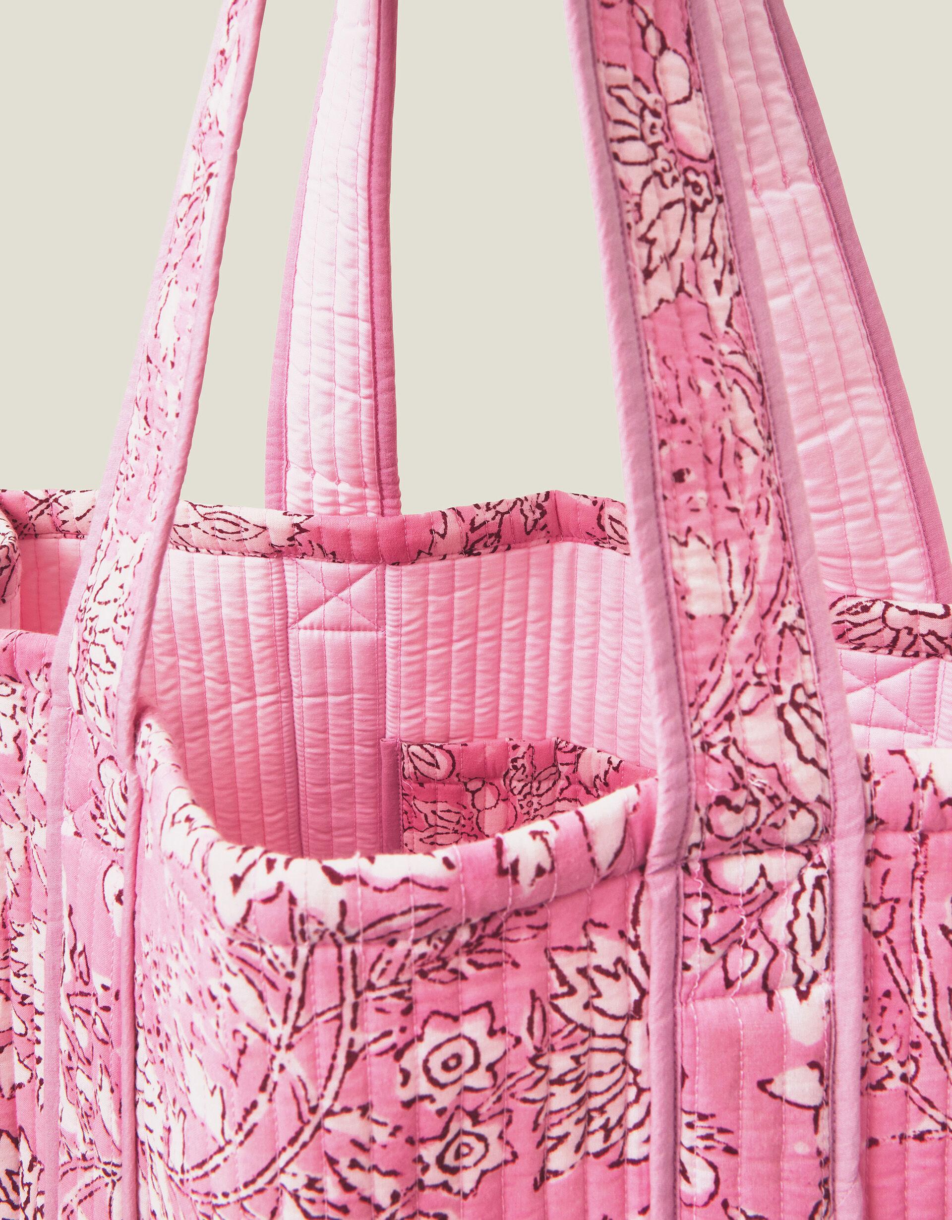 Accessorize Pink Floral Print Quilted Tote Bag | Lyst UK