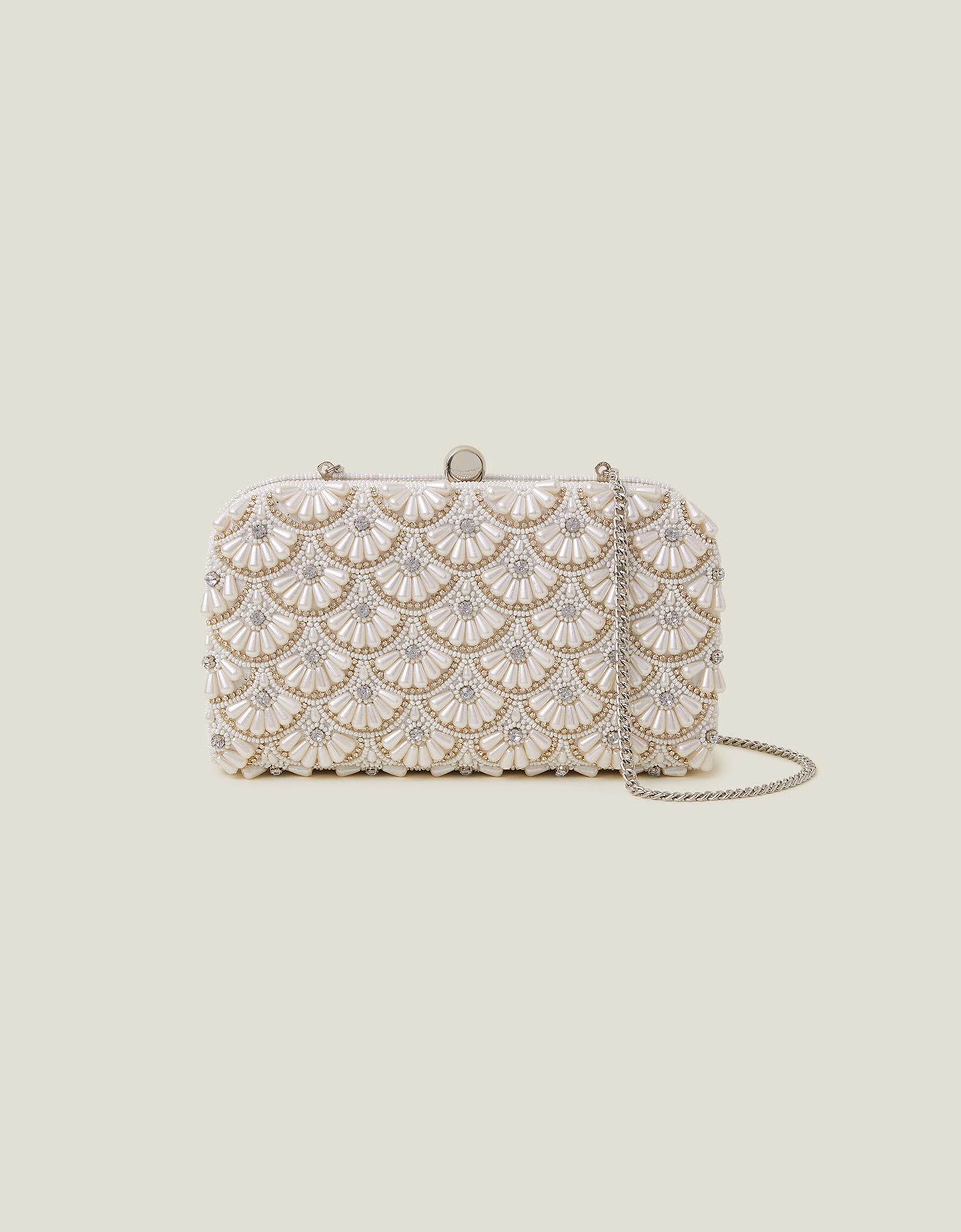 Beaded hot sale white clutch