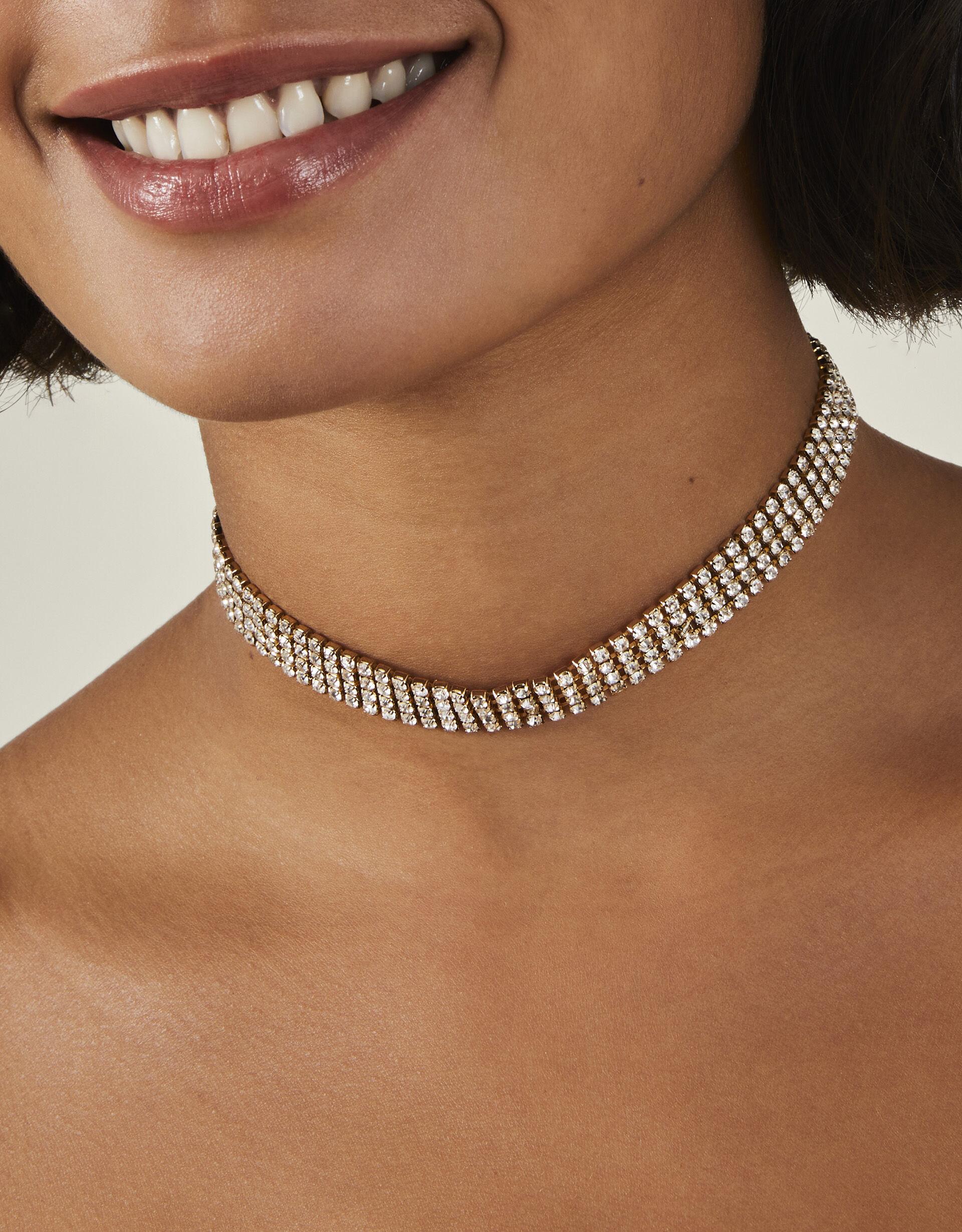 Accessorize Tan Diamante Collar Choker Necklace in Metallic Lyst UK