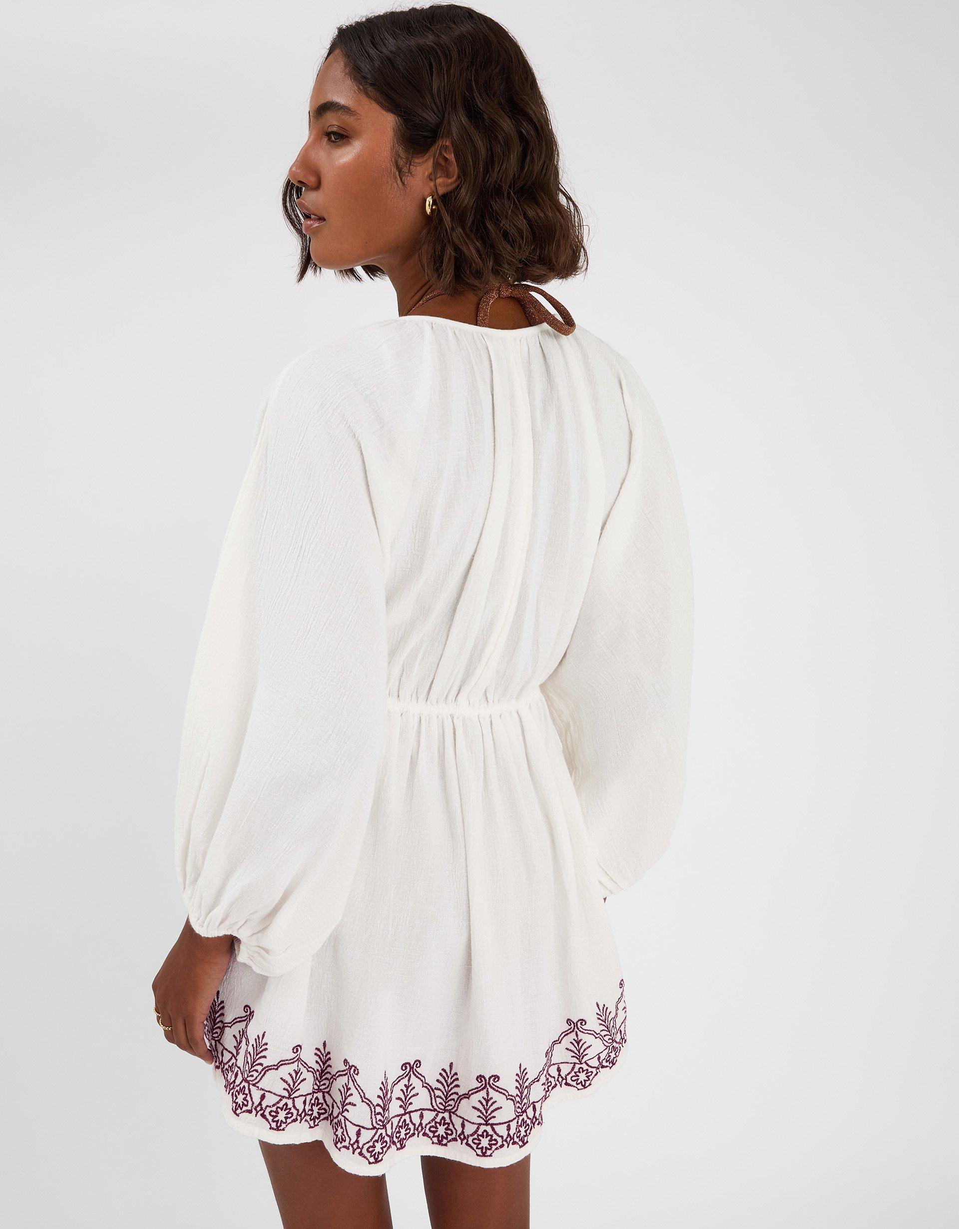 Accessorize Embroidered Beach Cover Up Mini Dress in White | Lyst UK