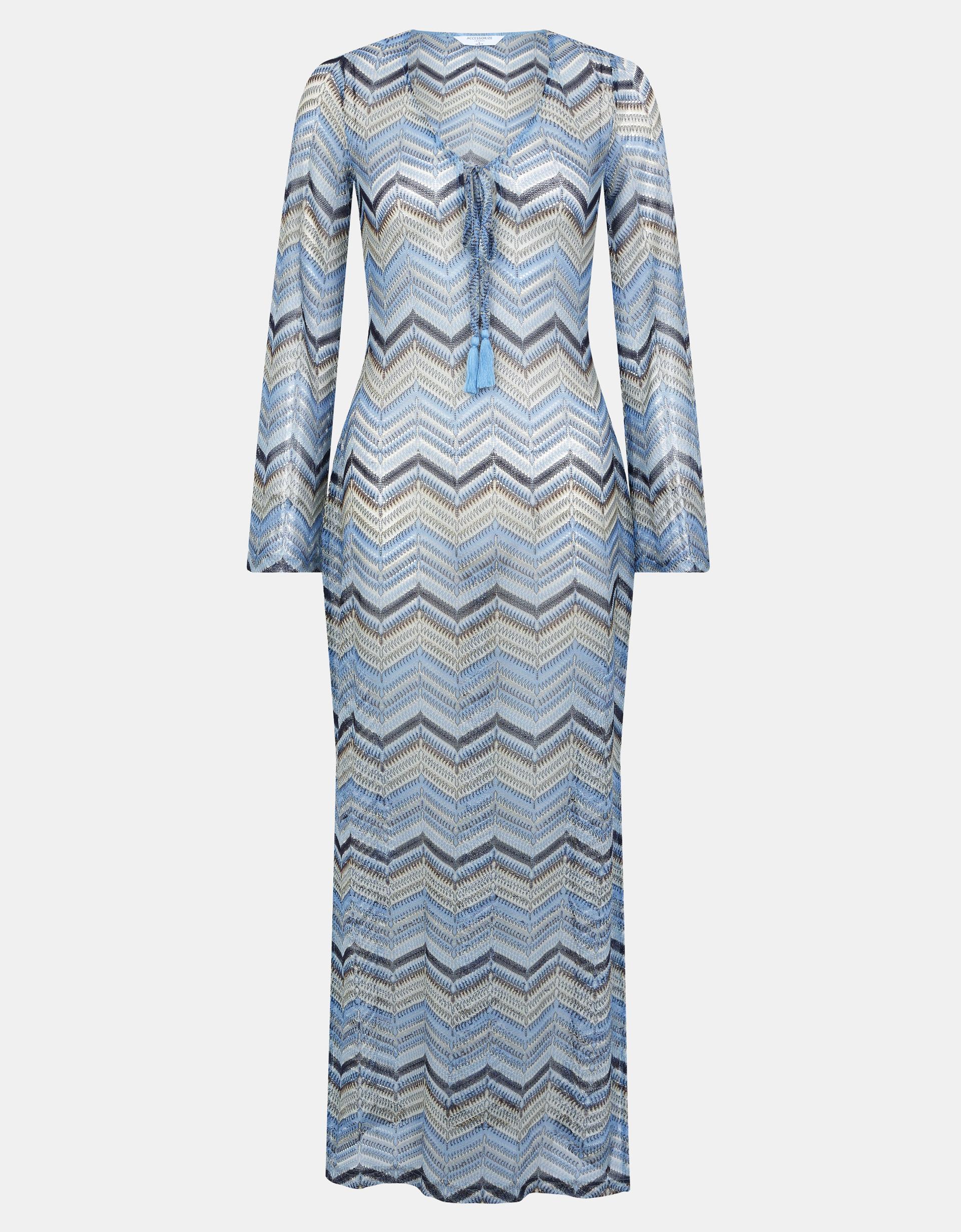 Accessorize Zigzag Crochet Maxi Dress in Blue | Lyst UK