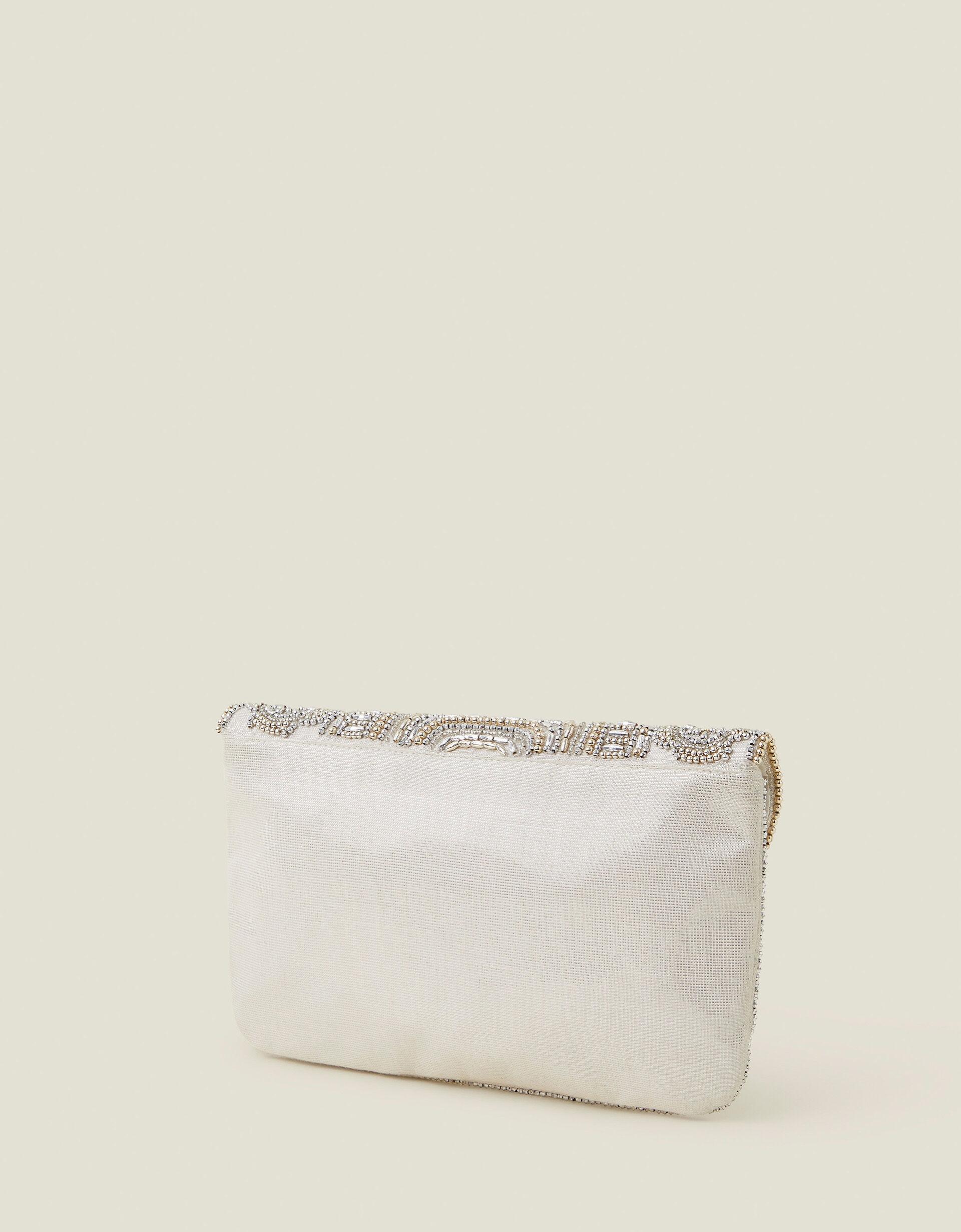 Silver beaded clutch sale