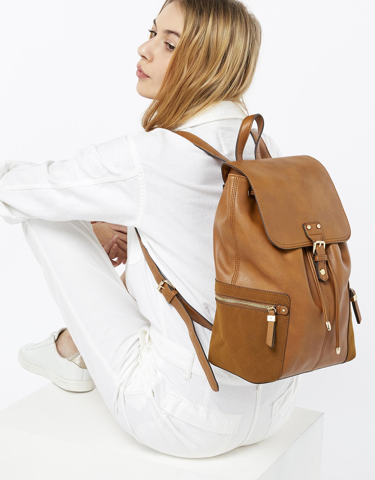 accessorize tan backpack