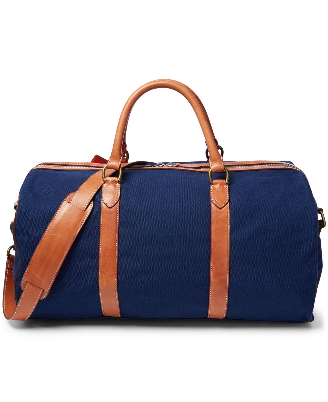 Polo Ralph Lauren Canvas Black Watch Leather Detail Duffel Bag in Navy  Orange (Blue) for Men - Lyst