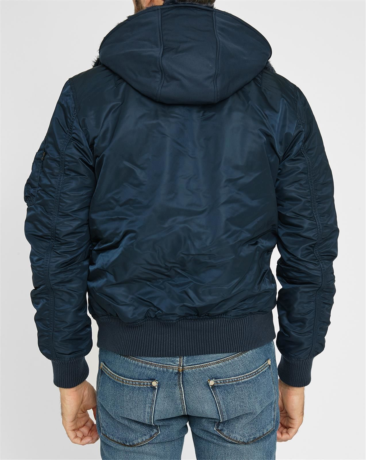 Alpha industries Blue Ma1 D-tec Bomber Jacket With Fur-lined Hood/liner ...