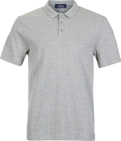 Topman Grey Textured Polo Shirt in Gray for Men (MID GREY) | Lyst