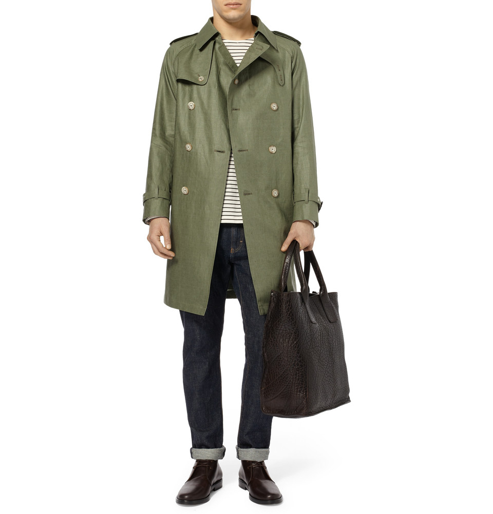 Mackintosh Coated Linen Trench Coat in Green for Men Lyst