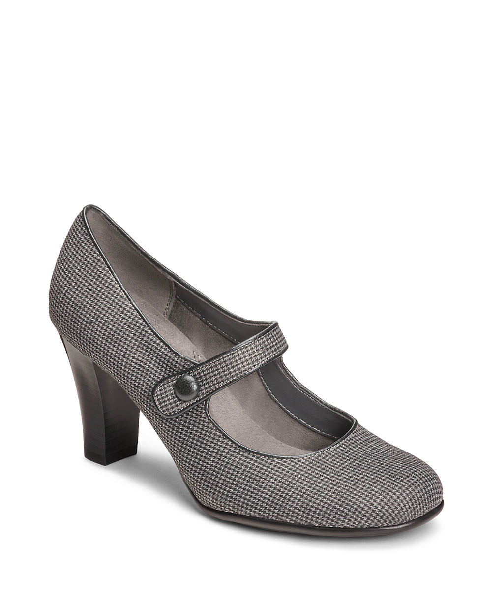 grey and black pumps