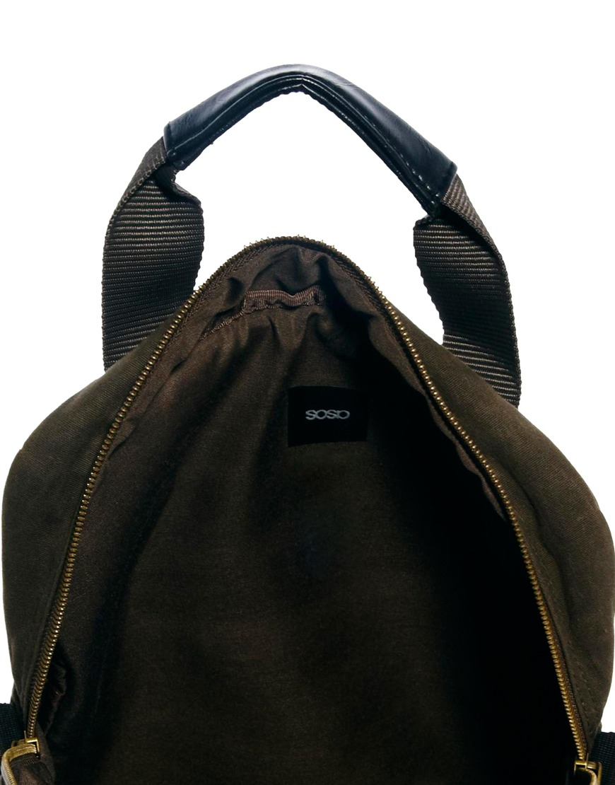 ASOS Messenger Bag in Waxed Canvas in Khaki (Natural) for Men - Lyst