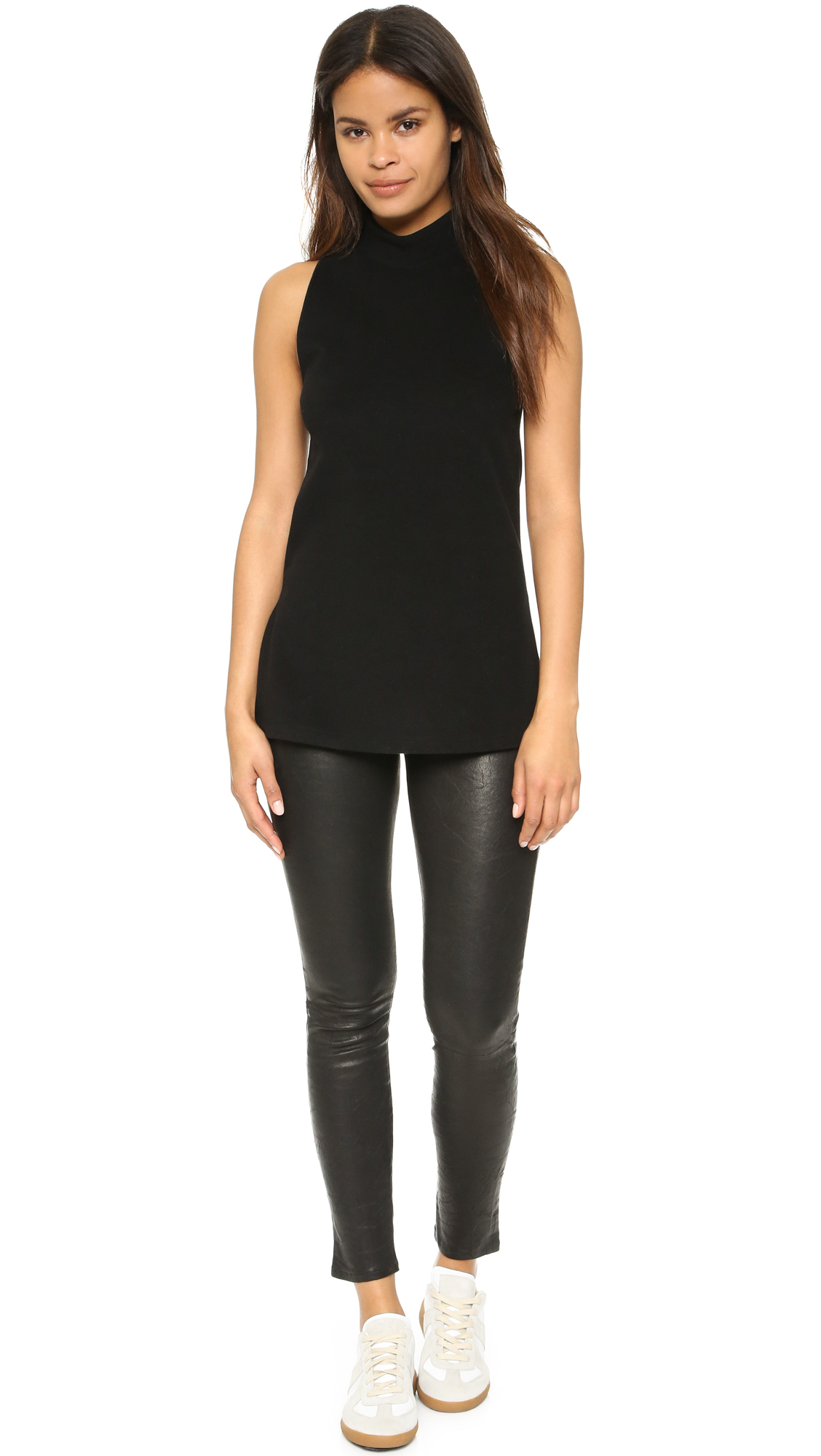 Download James Perse Fleece Sleeveless Mock Neck Top in Black - Lyst