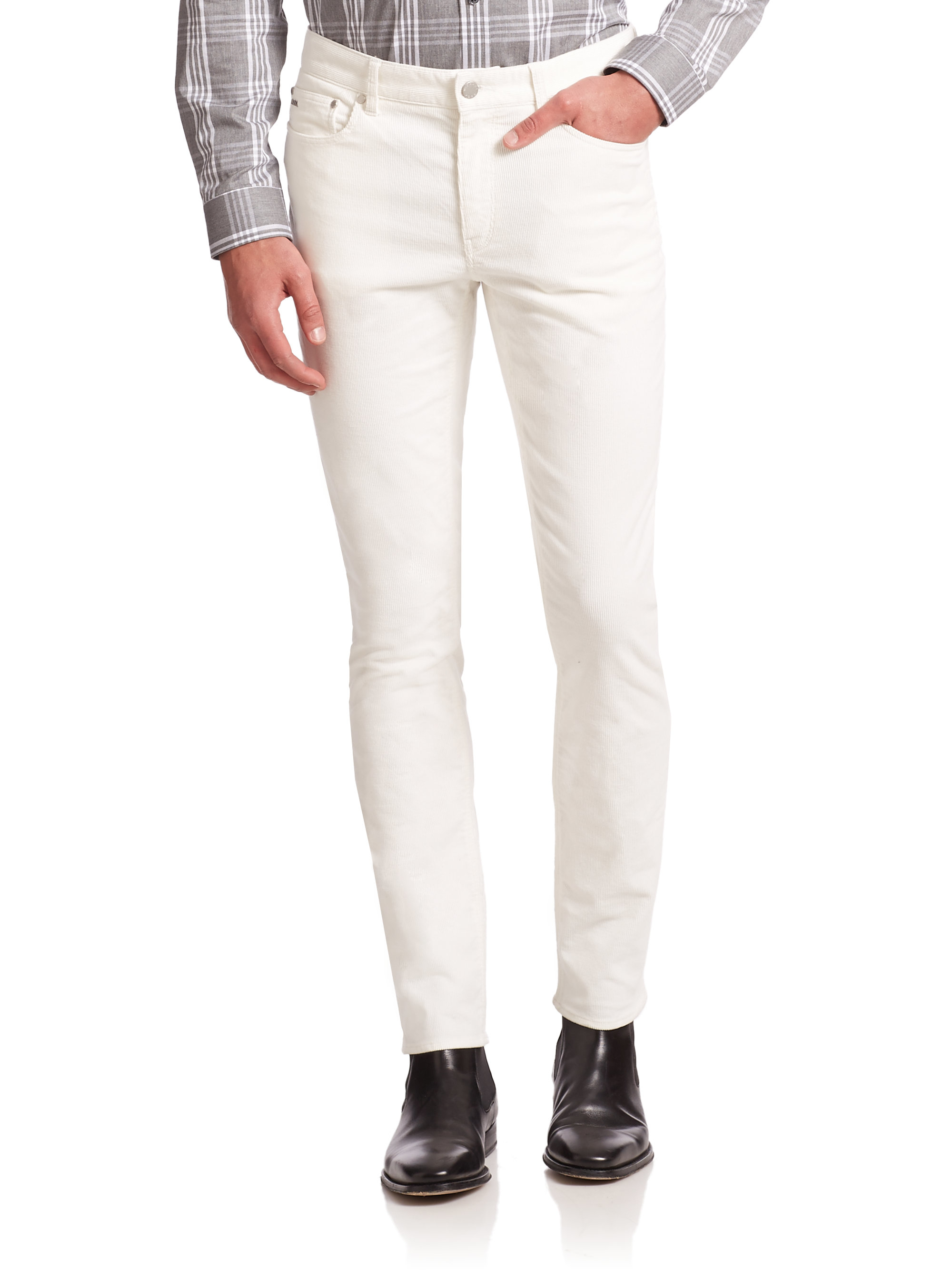 Michael Kors Slim-fit Corduroy Pants in Cream (Natural) for Men - Lyst