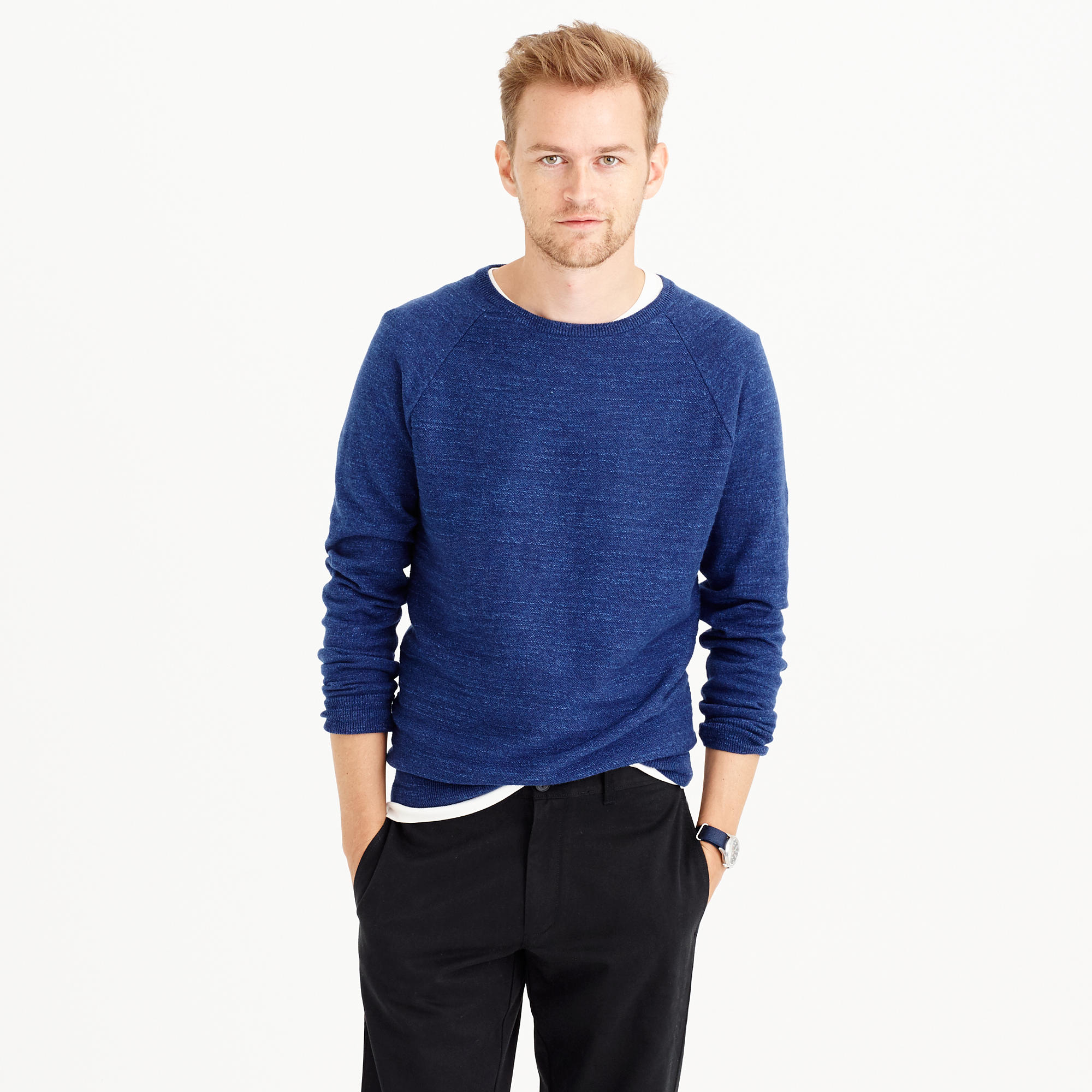 J.crew Slim Rugged Cotton Sweater in Blue for Men Lyst