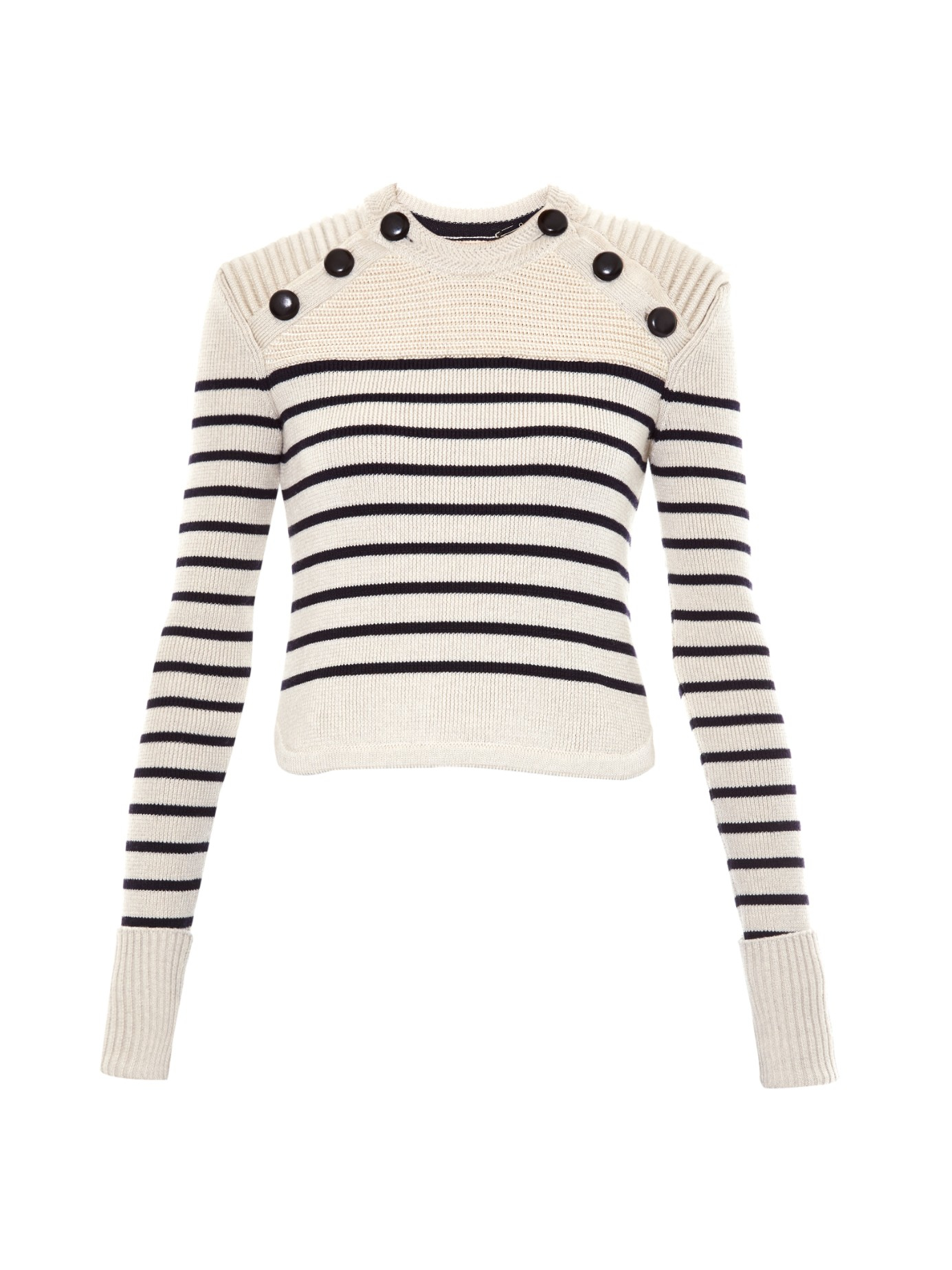 Isabel Marant Hatfield Striped Wool-blend Knit Sweater in White | Lyst