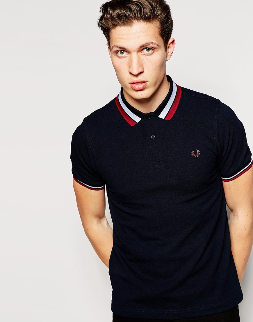 Lyst - Fred Perry Polo Shirt With Bold Tipping Slim Fit in Blue for Men