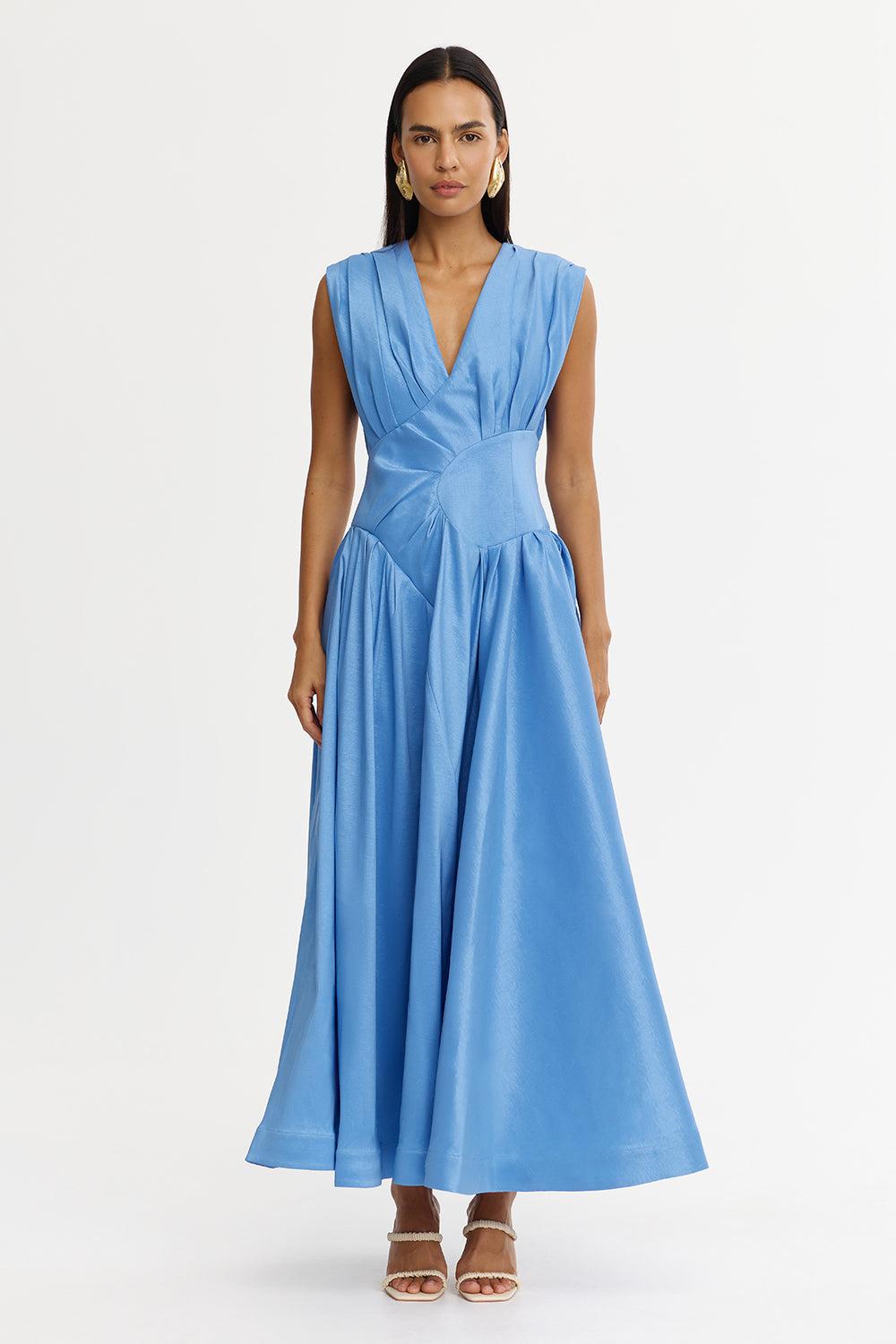 acler blue pleated dress Wool Suit Vest | Upsalaw
