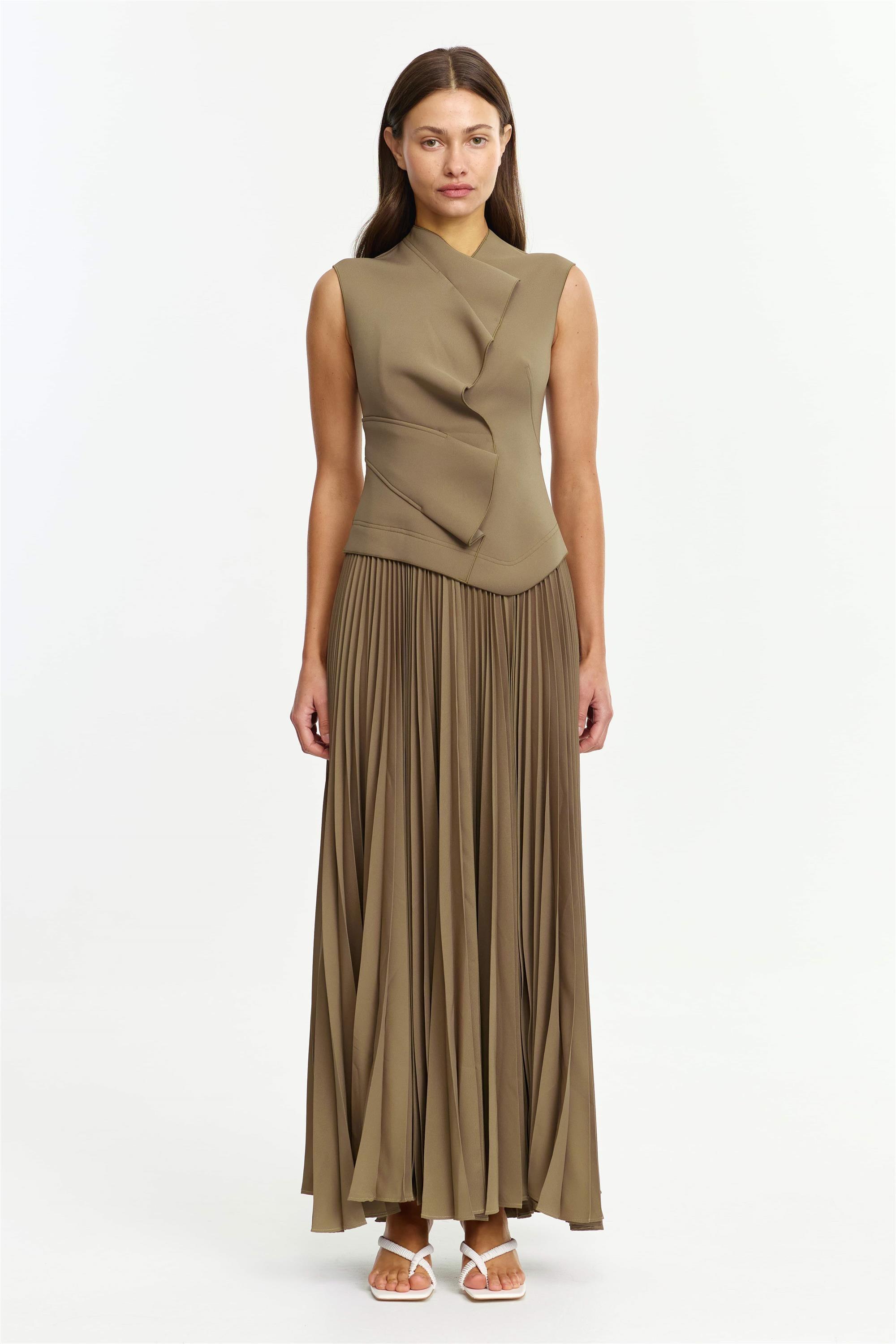acler oakfield pleated maxi dress Acler