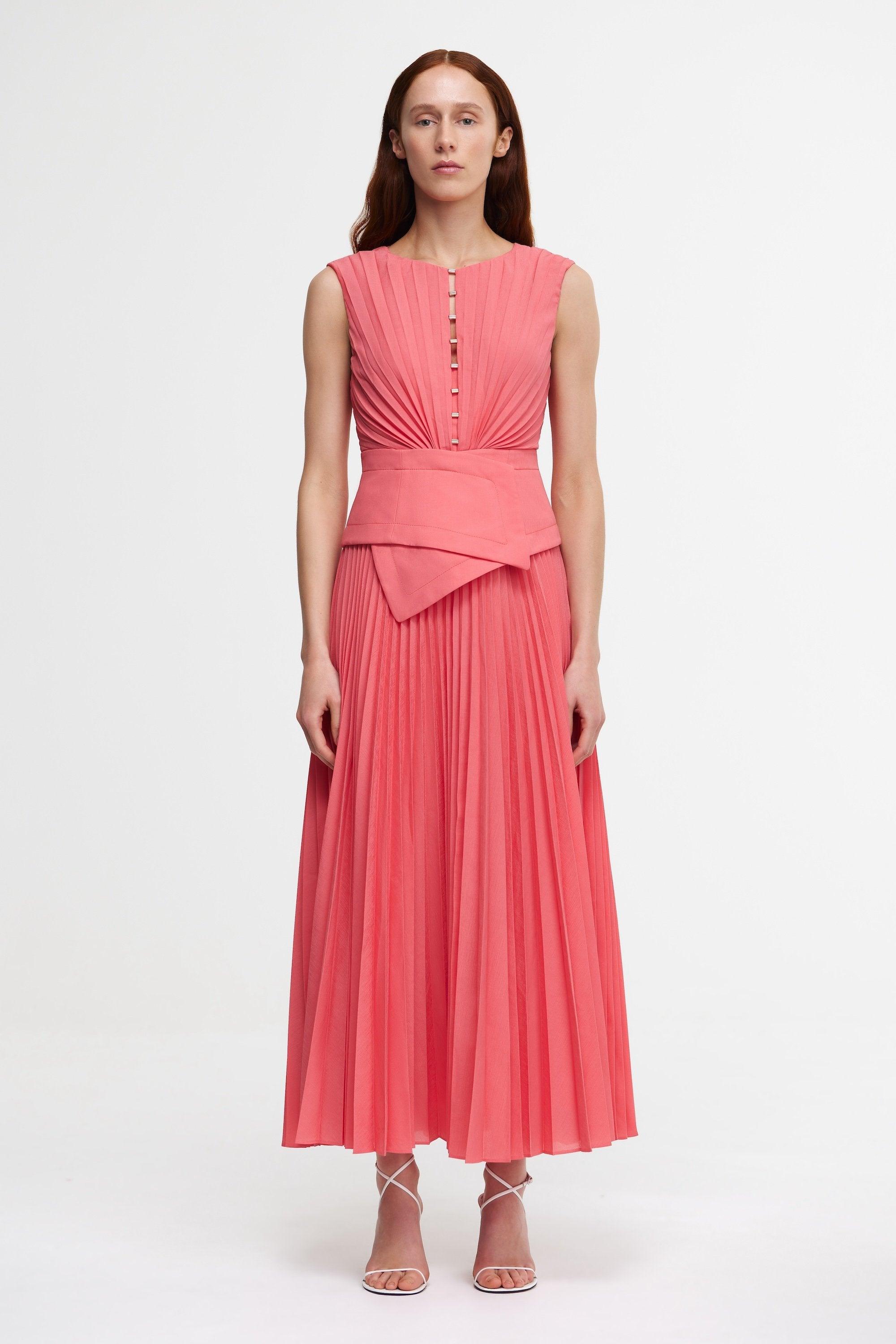 Acler Rhodes Midi Dress, 100% Polyester in Red | Lyst