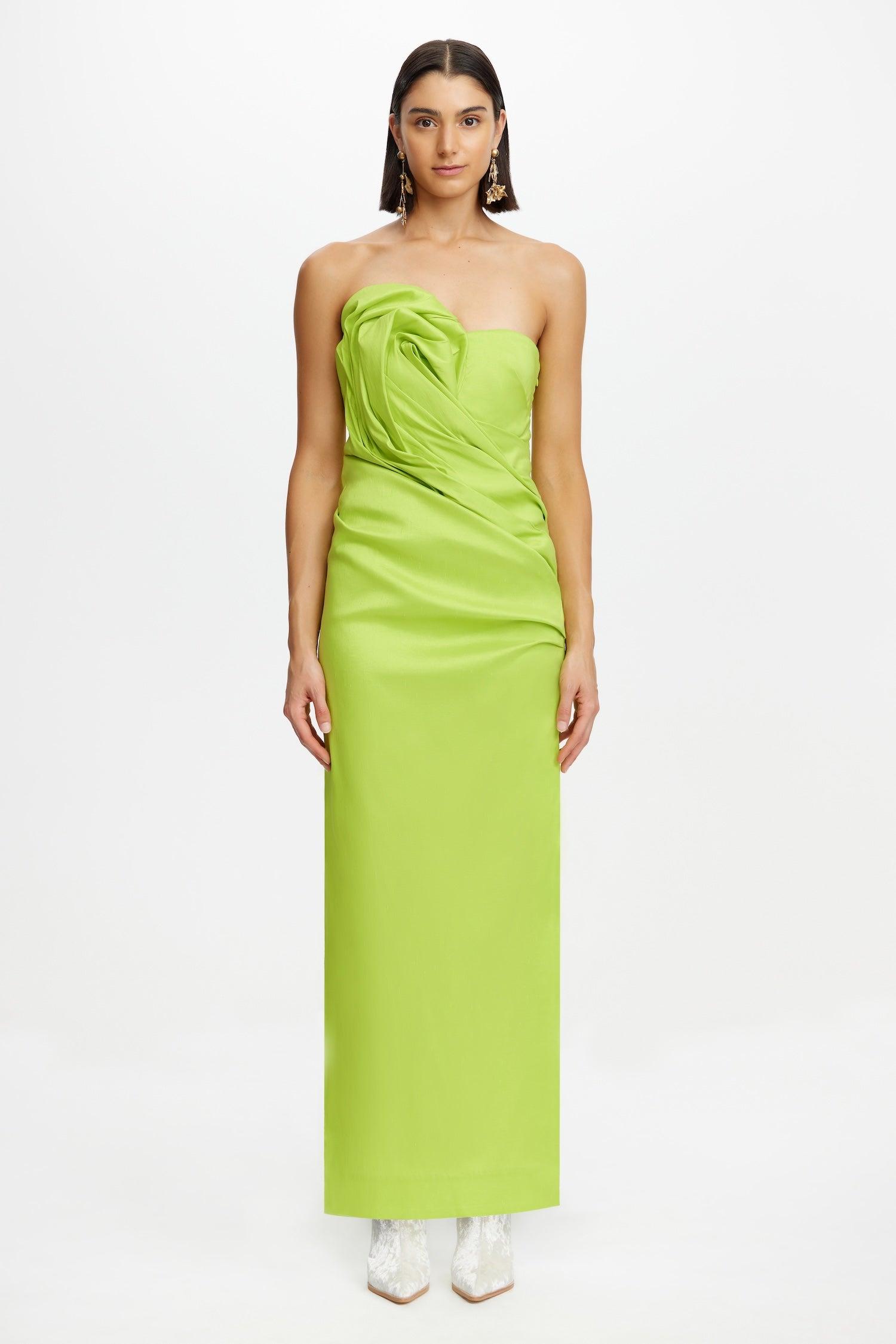 acler redwood midi-dress ACLER Redwood Dress V-Neck Ruffled Crepe Midi Dress Size US 6