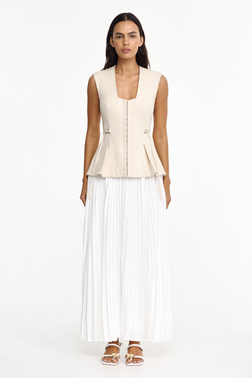 Acler Sleeveless Midi Dress, Color, Size in White | Lyst