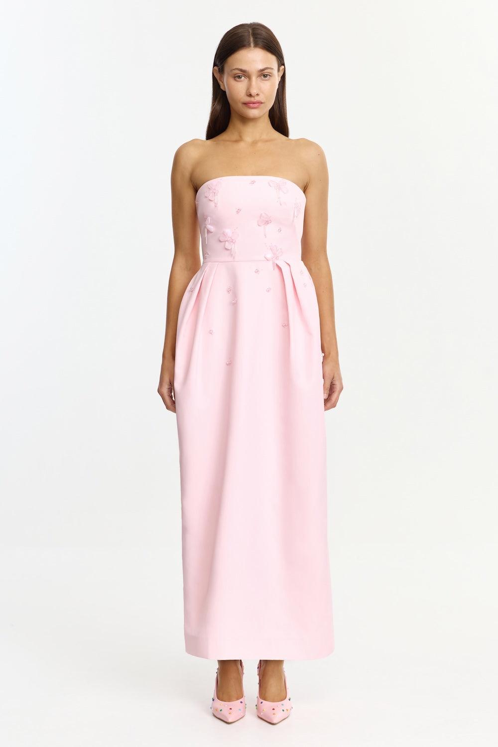 strapless draped maxi dress fairy floss Shona Joy - Lani Strapless Draped Maxi Dress - Fairyfloss