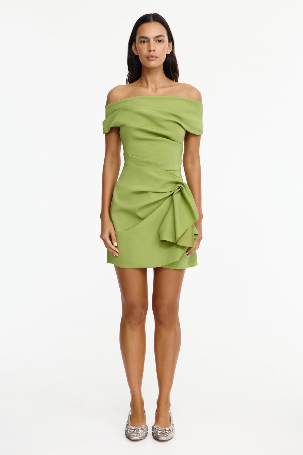 acler clarke draped crepe mini dress Acler Clarke Scoopneck Knotted Drape Dress In Lilac